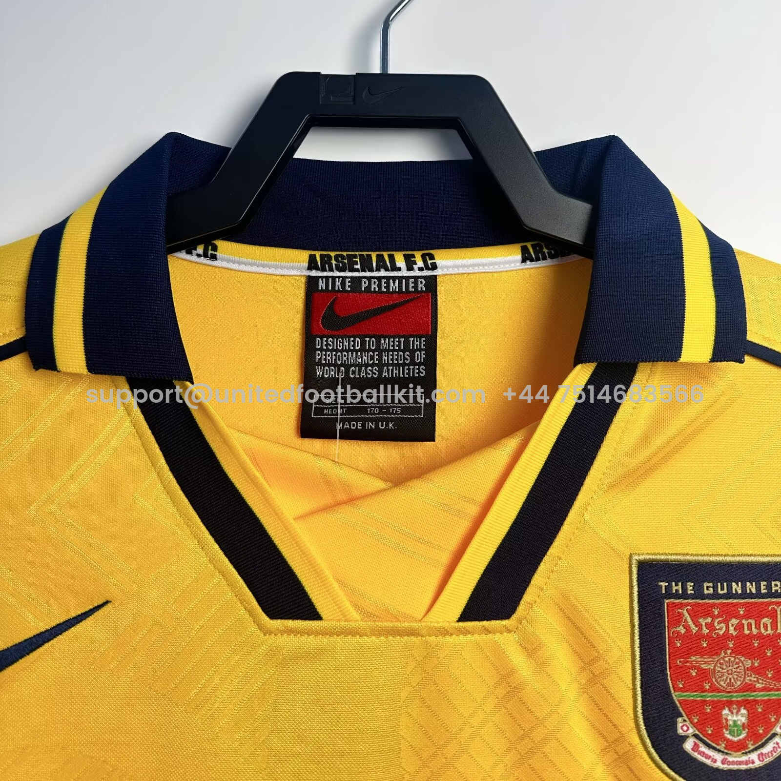Unitedfootballkit.com | Retro Arsenal 1996-97 Away Long Sleeves Jersey -Customize Name, Number and Patch | Worldwide Shipping