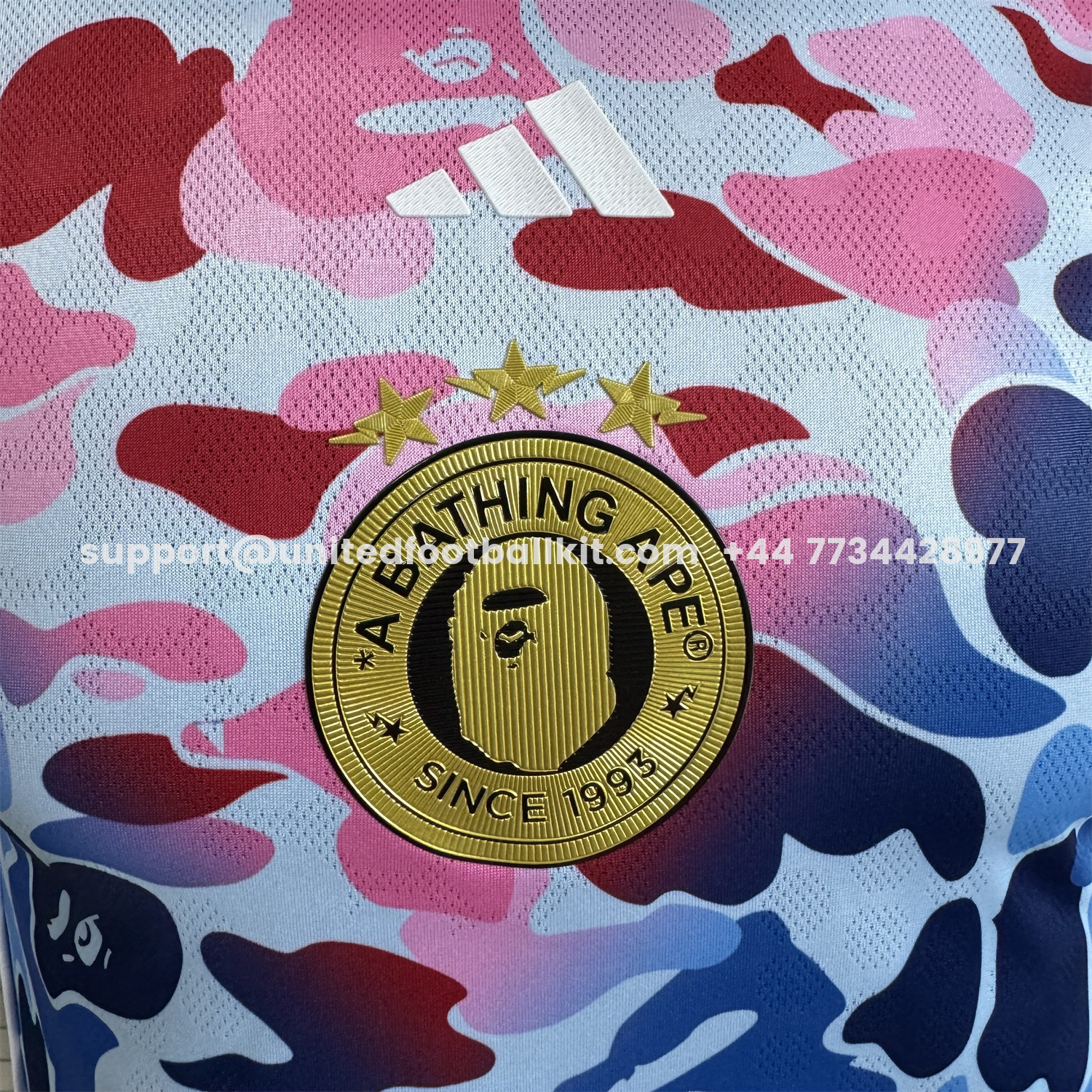 Unitedfootballkit.com | Adidas x A Bathing Ape Pink And Blue Camouflage Special Jersey - Player Version -Customize Name, Number and Patch | Worldwide Shipping