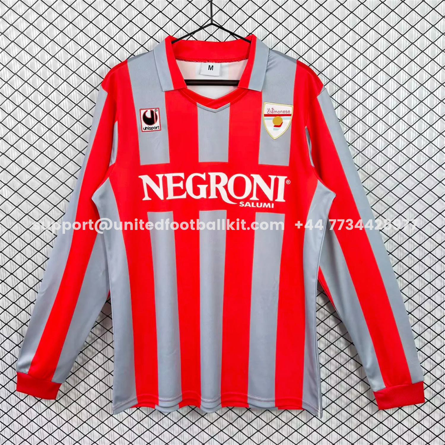 Unitedfootballkit.com | Retro Cremonese 1995-96 Home Long Sleeves Jersey -Customize Name, Number and Patch | Worldwide Shipping