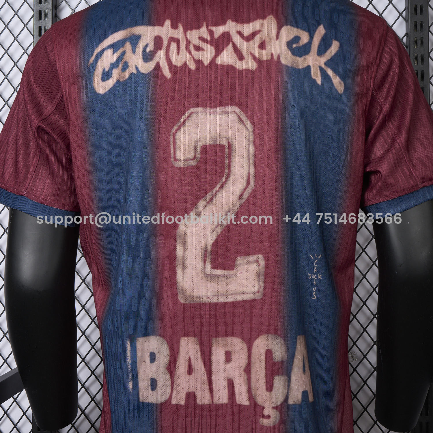 Unitedfootballkit.com | Barcelona x Travis Scott 2000-01 Home Retro Style Skeleton Jersey - Player Version -Customize Name, Number and Patch | Worldwide Shipping