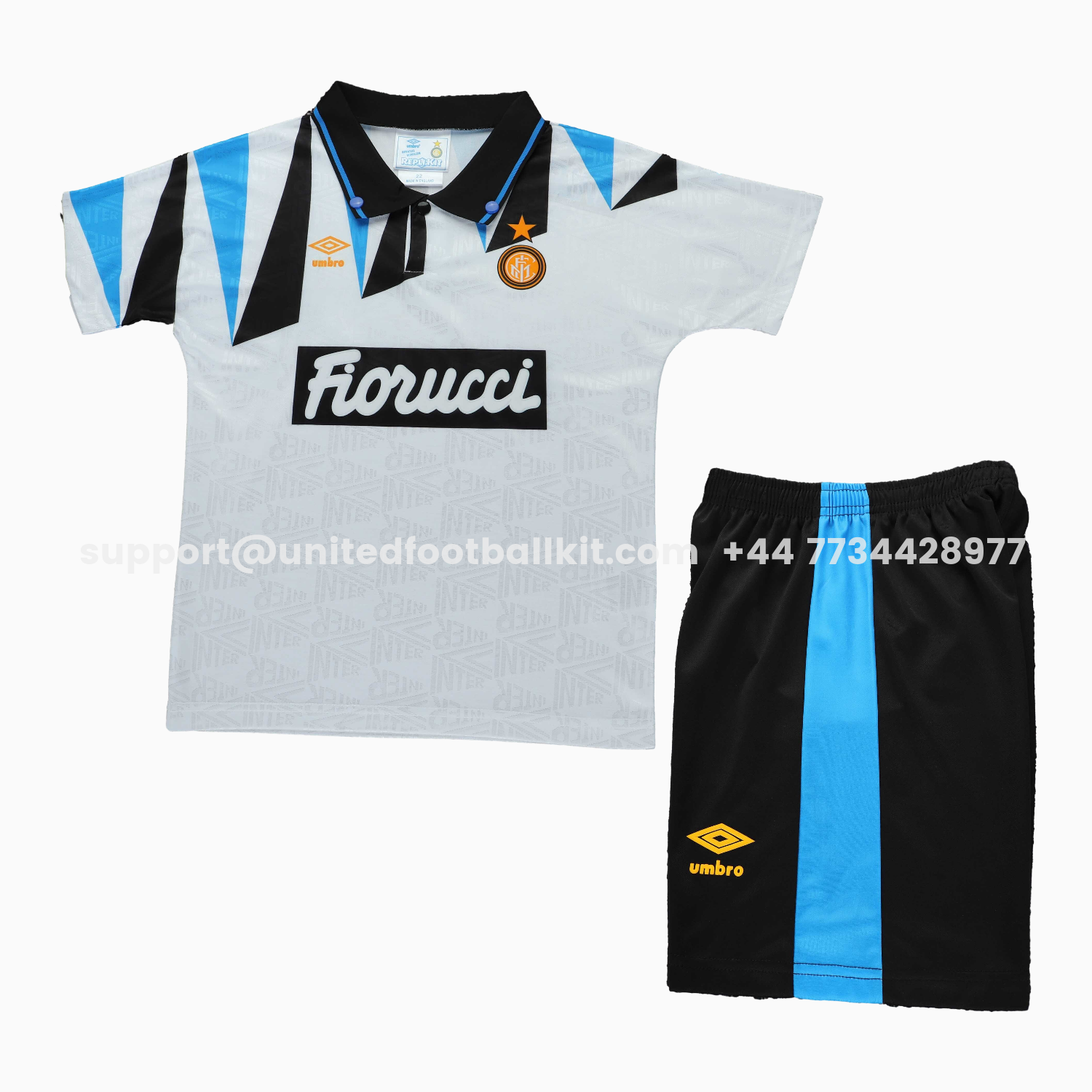 Unitedfootballkit.com | Retro Inter Milan 1992-93 Away Kids Kit -Customize Name, Number and Patch | Worldwide Shipping