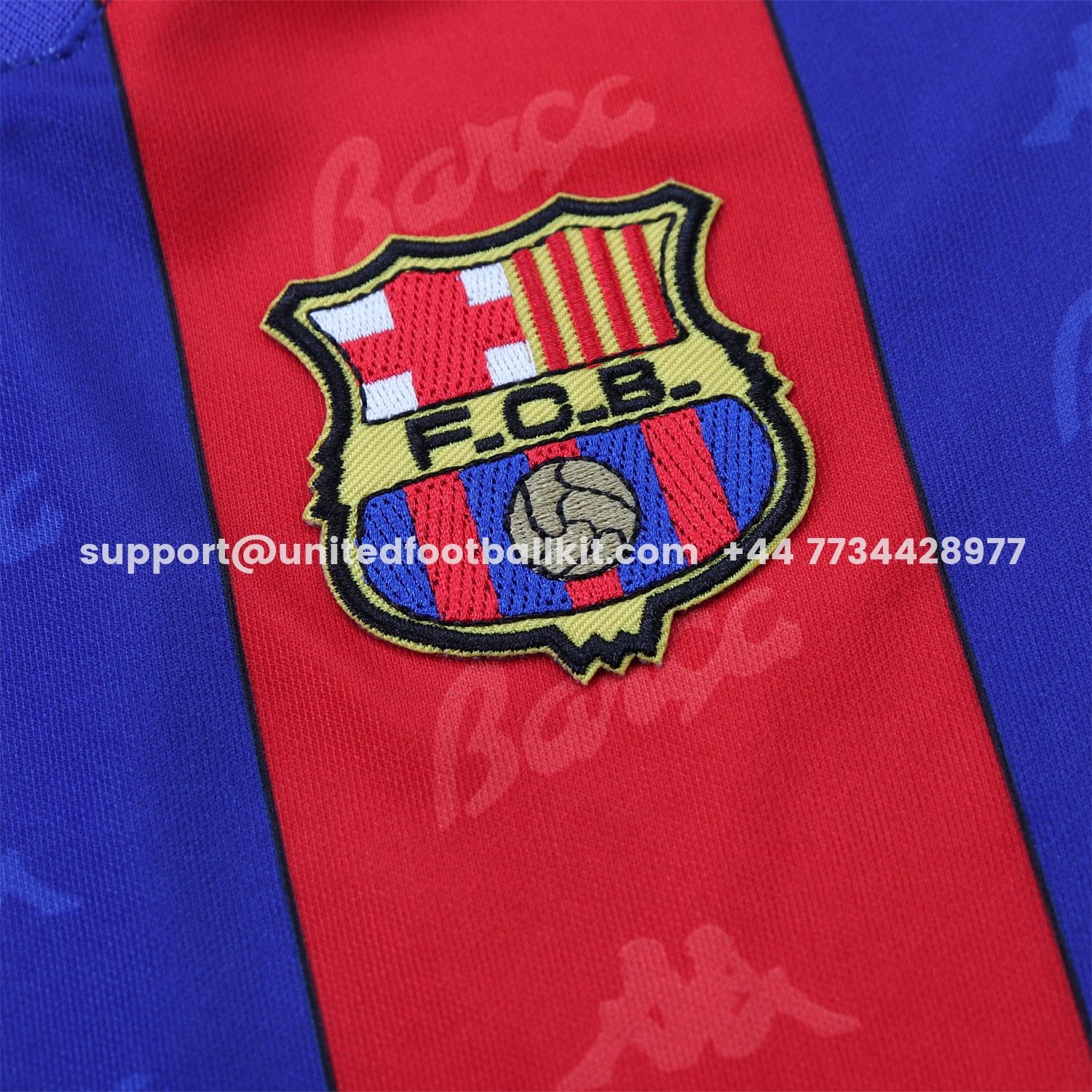 Unitedfootballkit.com | Retro Barcelona 1996-97 Home Kids Kit -Customize Name, Number and Patch | Worldwide Shipping