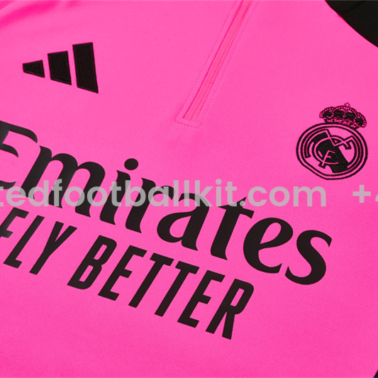 Unitedfootballkit.com | Real Madrid 24-25 Long Sleeve Training Set - Rose Red -Customize Name, Number and Patch | Worldwide Shipping