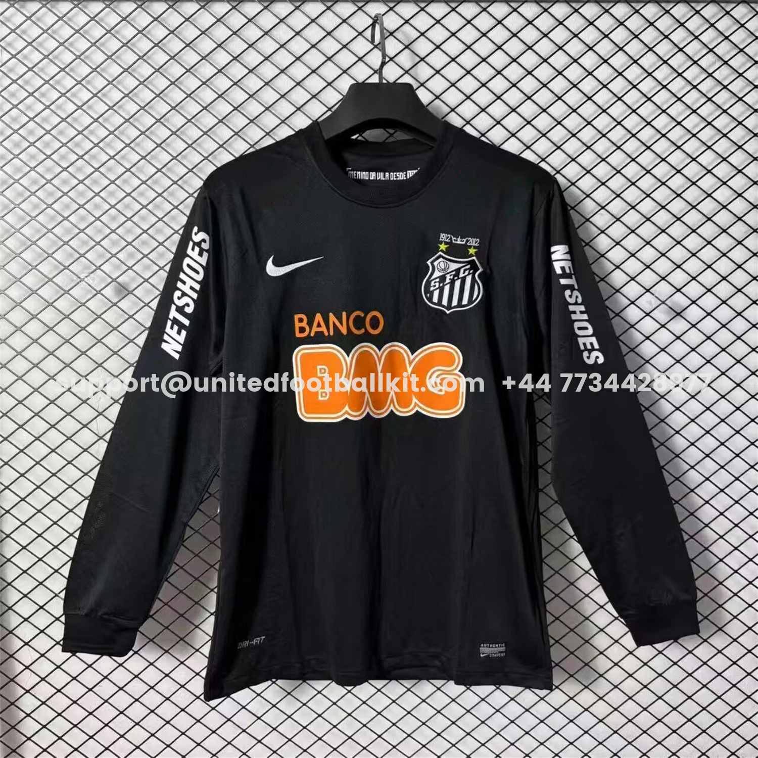 Unitedfootballkit.com | Retro Santos 2011-12 Black Long Sleeves Jersey -Customize Name, Number and Patch | Worldwide Shipping