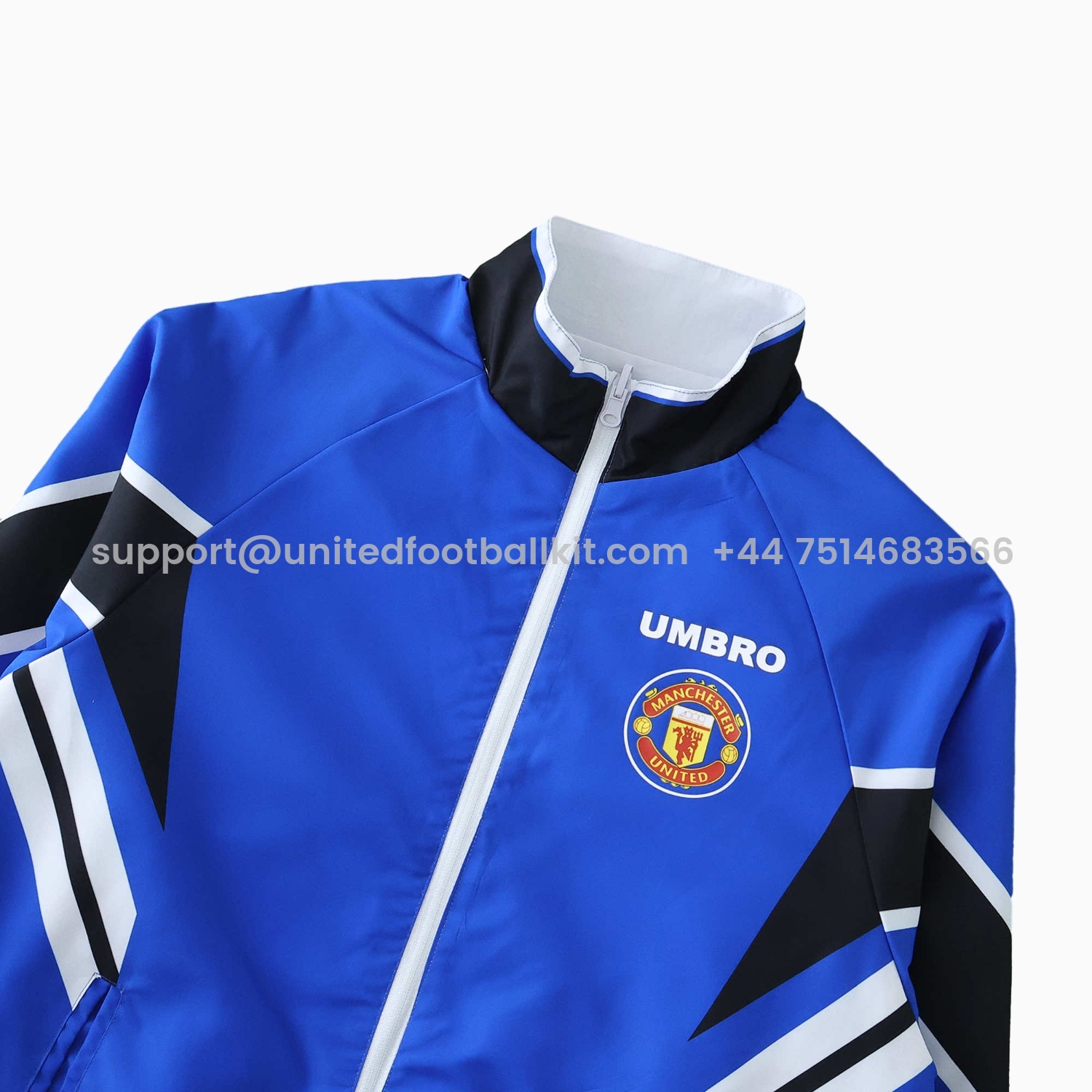 Unitedfootballkit.com | Retro Manchester United 1996 Double Sided Reversible Windbreaker - Blue & Green -Customize Name, Number and Patch | Worldwide Shipping