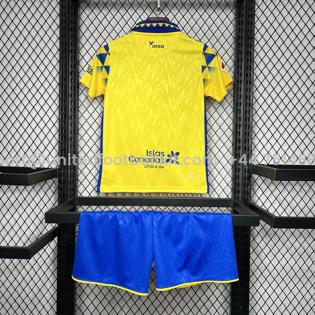 Unitedfootballkit.com | Las Palmas 24-25 Home Stadium Kids Kit -Customize Name, Number and Patch | Worldwide Shipping