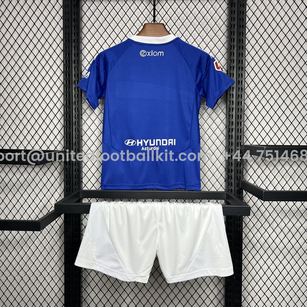 Unitedfootballkit.com | Real Oviedo 24-25 Home Kids Kit -Customize Name, Number and Patch | Worldwide Shipping