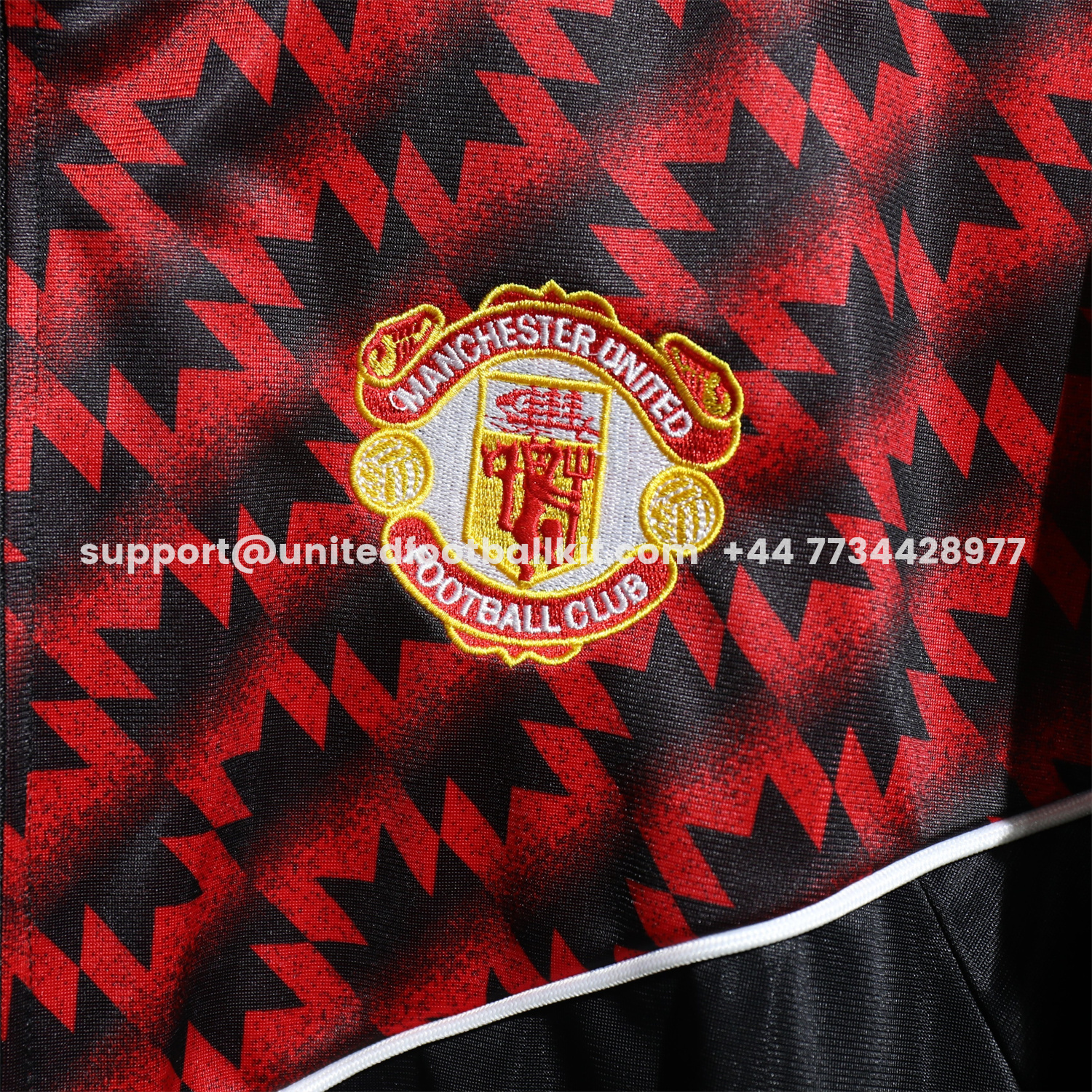 Unitedfootballkit.com | Manchester United 25-26 Training Set - Red Black Top and Black Pants -Customize Name, Number and Patch | Worldwide Shipping