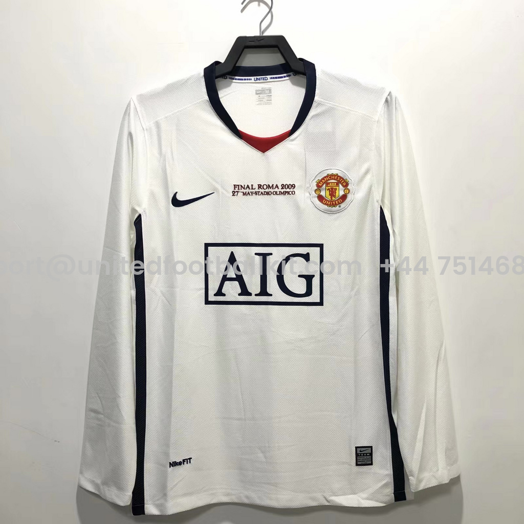 Unitedfootballkit.com | Retro Manchester United 08-09 Away Long Sleeve Jersey - Champions League Final Version -Customize Name, Number and Patch | Worldwide Shipping