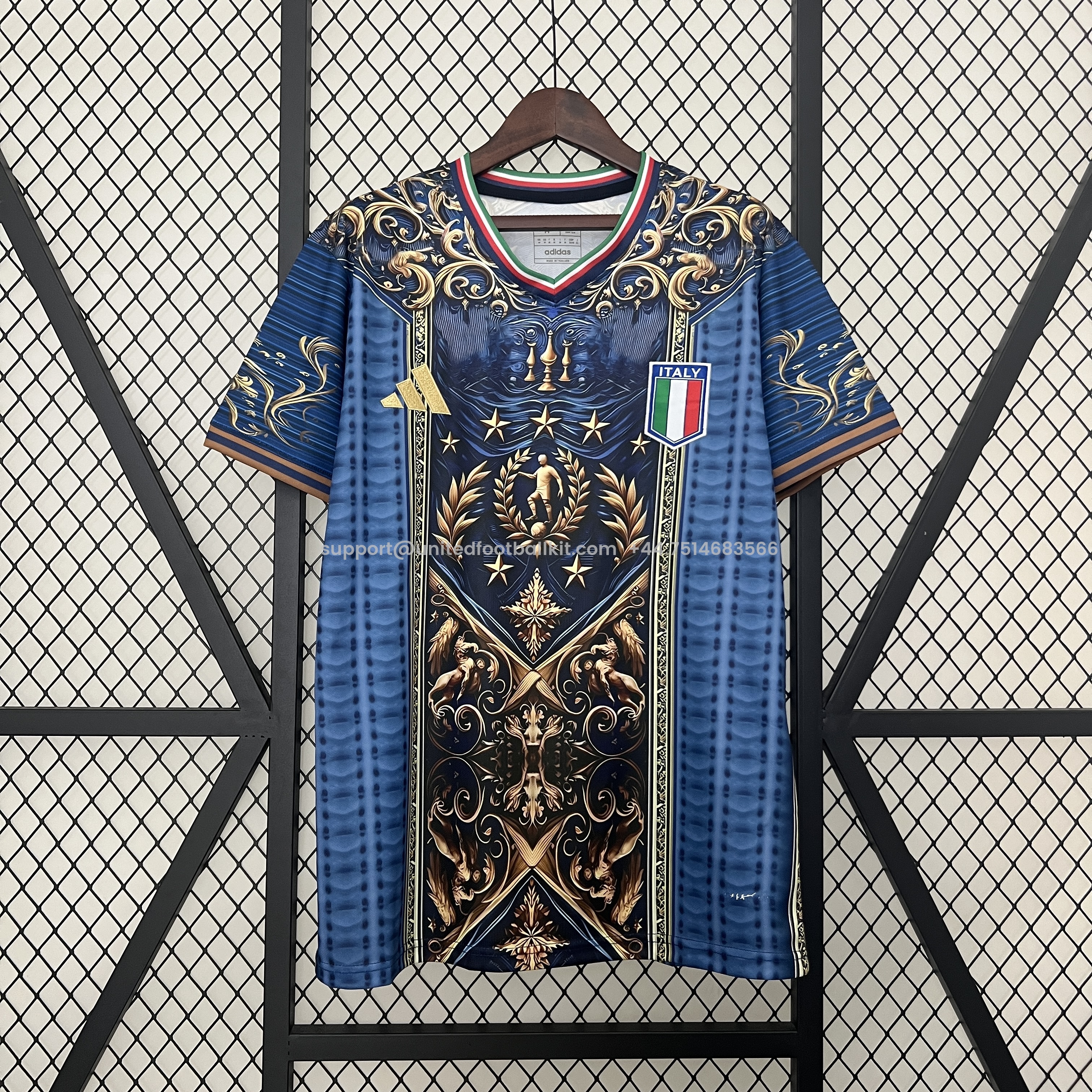 Unitedfootballkit.com | Italy 2024 Blue Mural Special Edition Jersey - Fans Version -Customize Name, Number and Patch | Worldwide Shipping