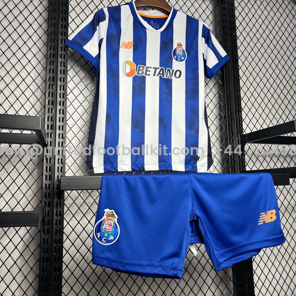 Unitedfootballkit.com | Porto 24-25 Home Stadium Kids Kit -Customize Name, Number and Patch | Worldwide Shipping
