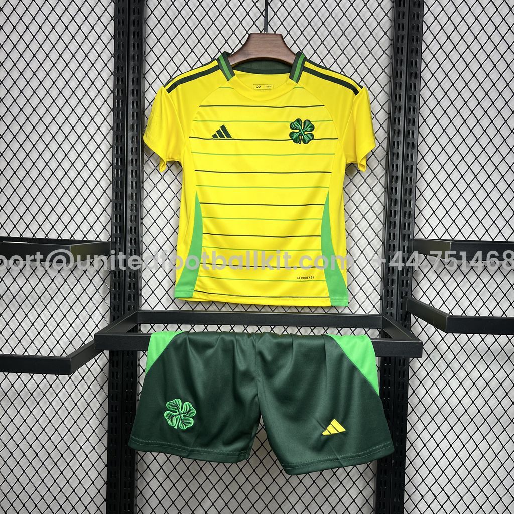 Unitedfootballkit.com | Celtic 24-25 Away Kids Kit -Customize Name, Number and Patch | Worldwide Shipping