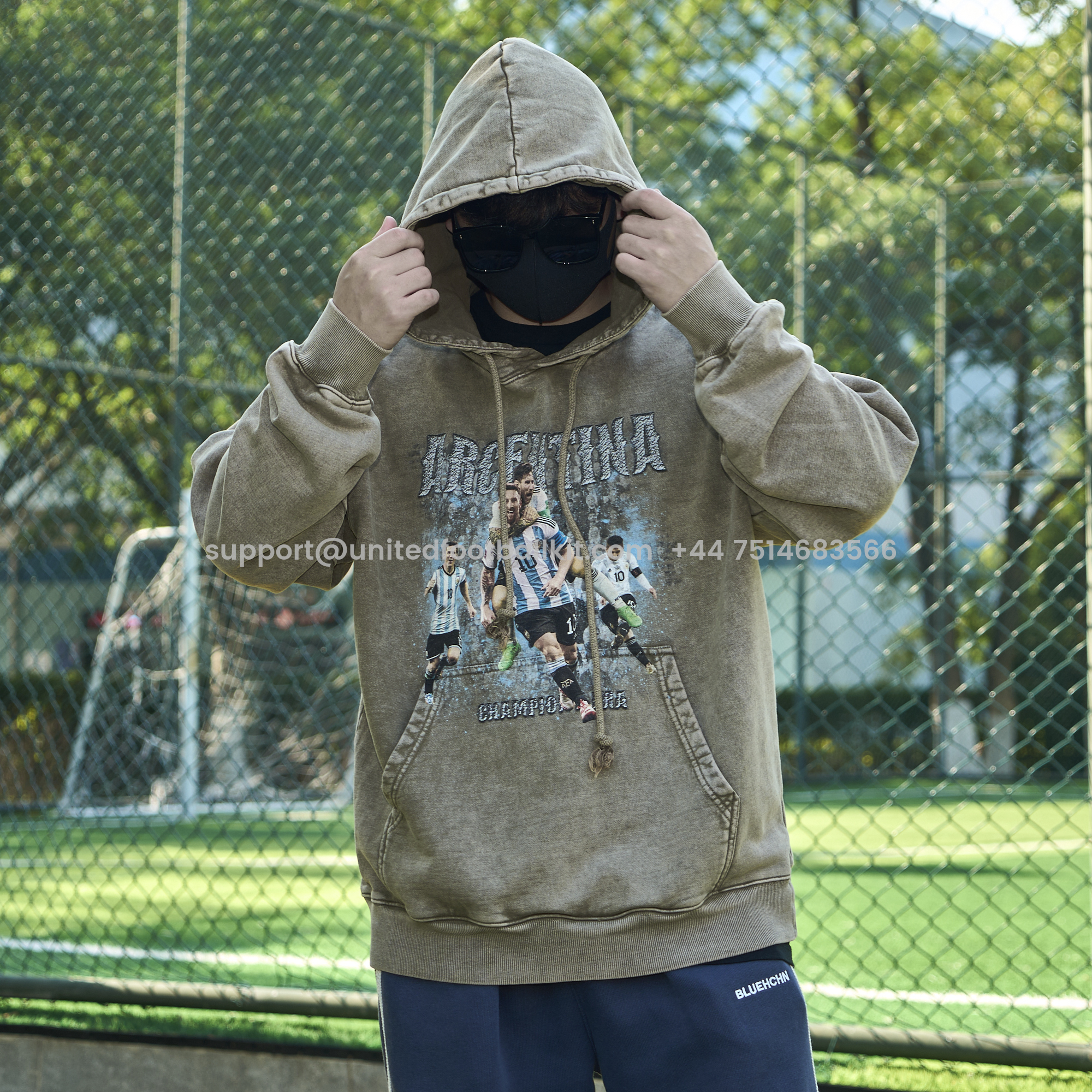 Unitedfootballkit.com | Messi GOAT Argentina Barcelona INT M.A.M Unisex Pure Cotton T-shirt -Customize Name, Number and Patch | Worldwide Shipping