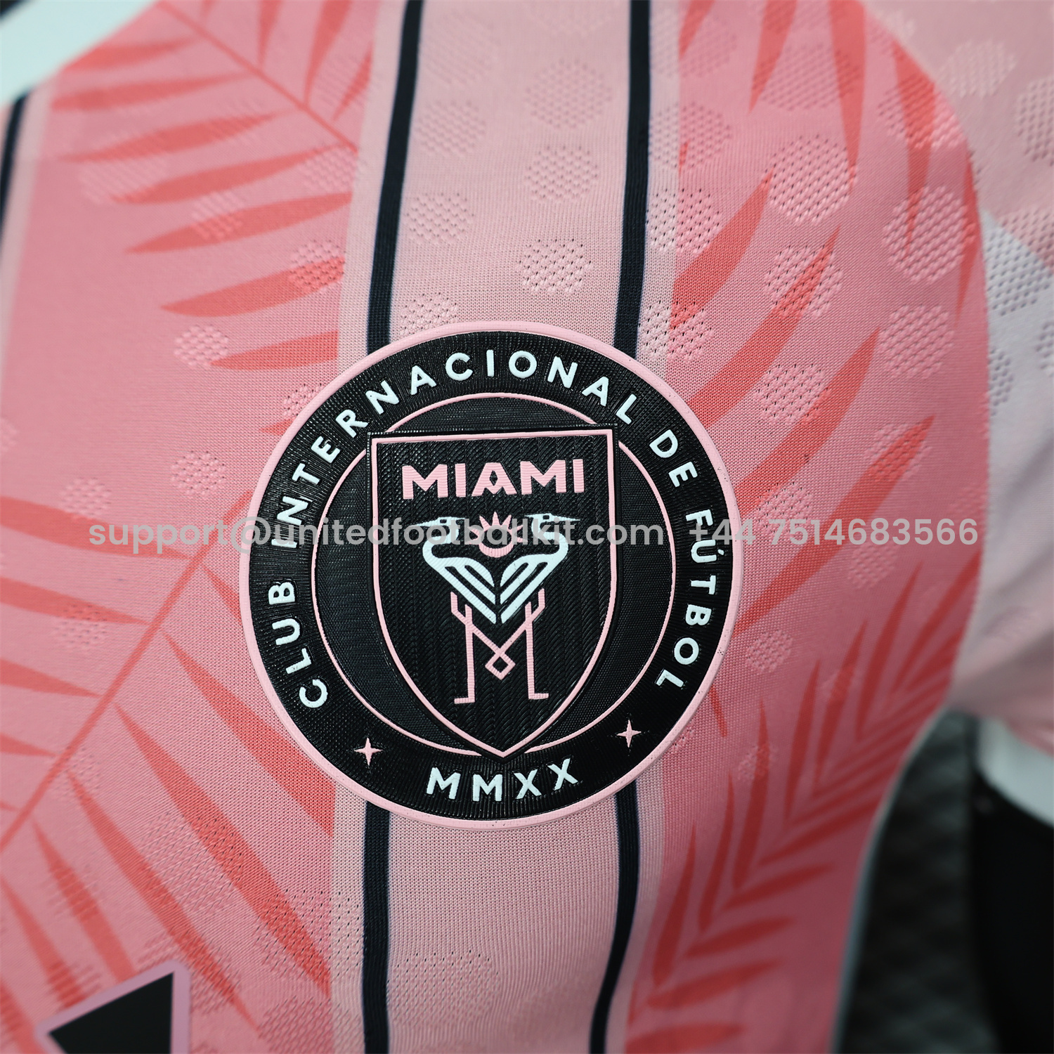 Unitedfootballkit.com | INT M.A.M 25-26 Pink Stripes and Leaves Pattern Special Jersey - Player Version -Customize Name, Number and Patch | Worldwide Shipping