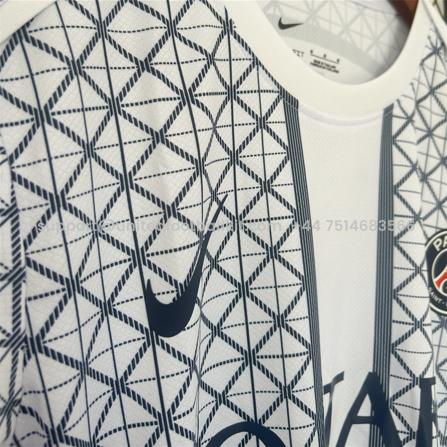 Unitedfootballkit.com | Paris Saint-Germain PSG 25-26 White Pre-Match Training Jersey - Fans Version -Customize Name, Number and Patch | Worldwide Shipping