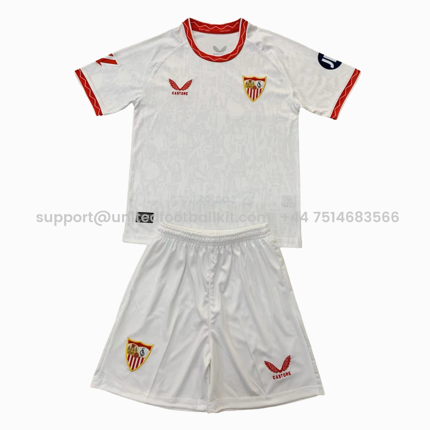 Unitedfootballkit.com | Sevilla FC 24-25 Home Kids Kit -Customize Name, Number and Patch | Worldwide Shipping