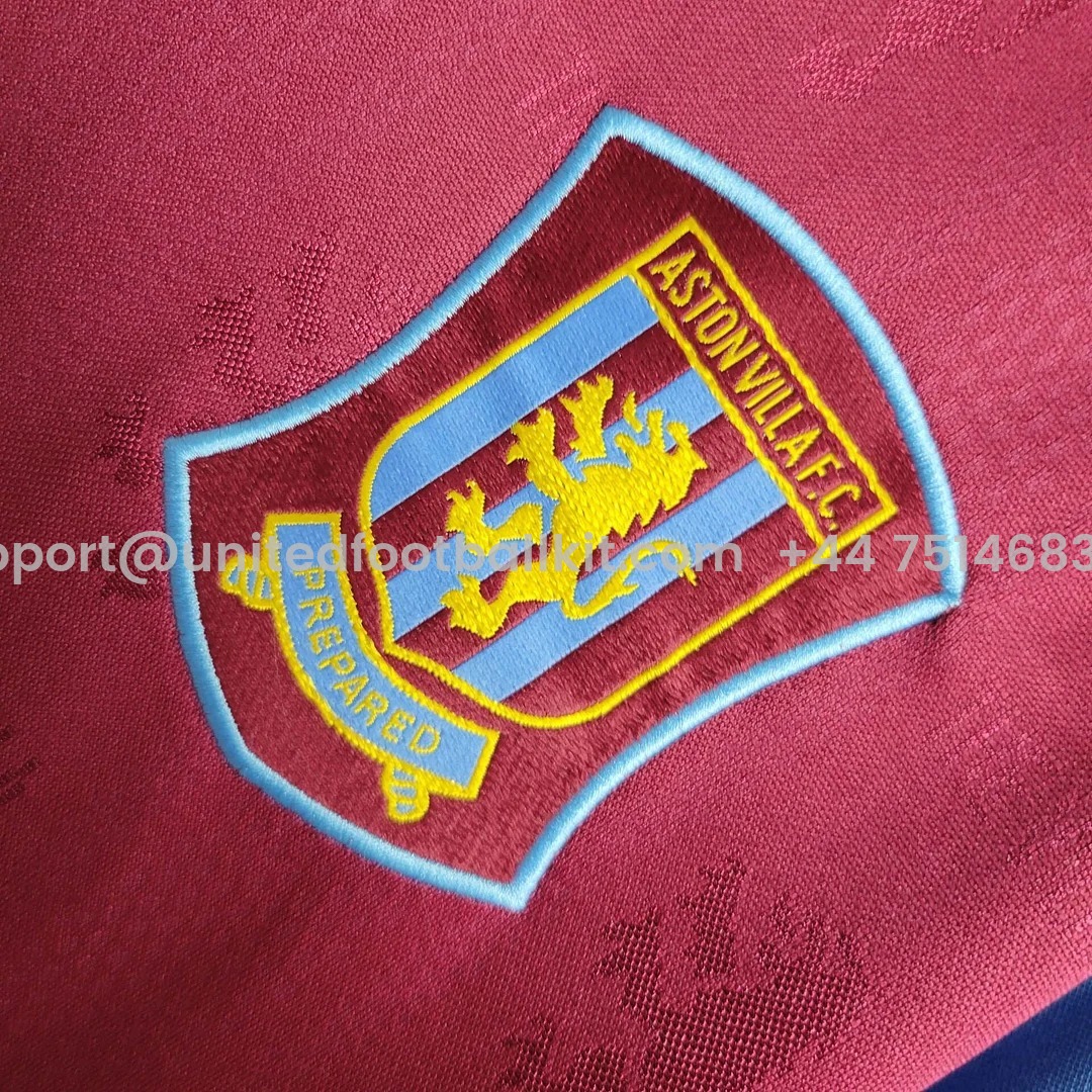 Unitedfootballkit.com | Retro Aston Villa 1995-97 Home Stadium Jersey -Customize Name, Number and Patch | Worldwide Shipping
