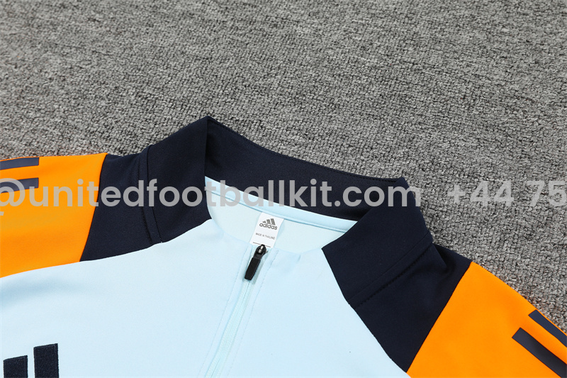 Unitedfootballkit.com | Real Madrid 24-25 Long Sleeve Training Set - Blue & Orange -Customize Name, Number and Patch | Worldwide Shipping