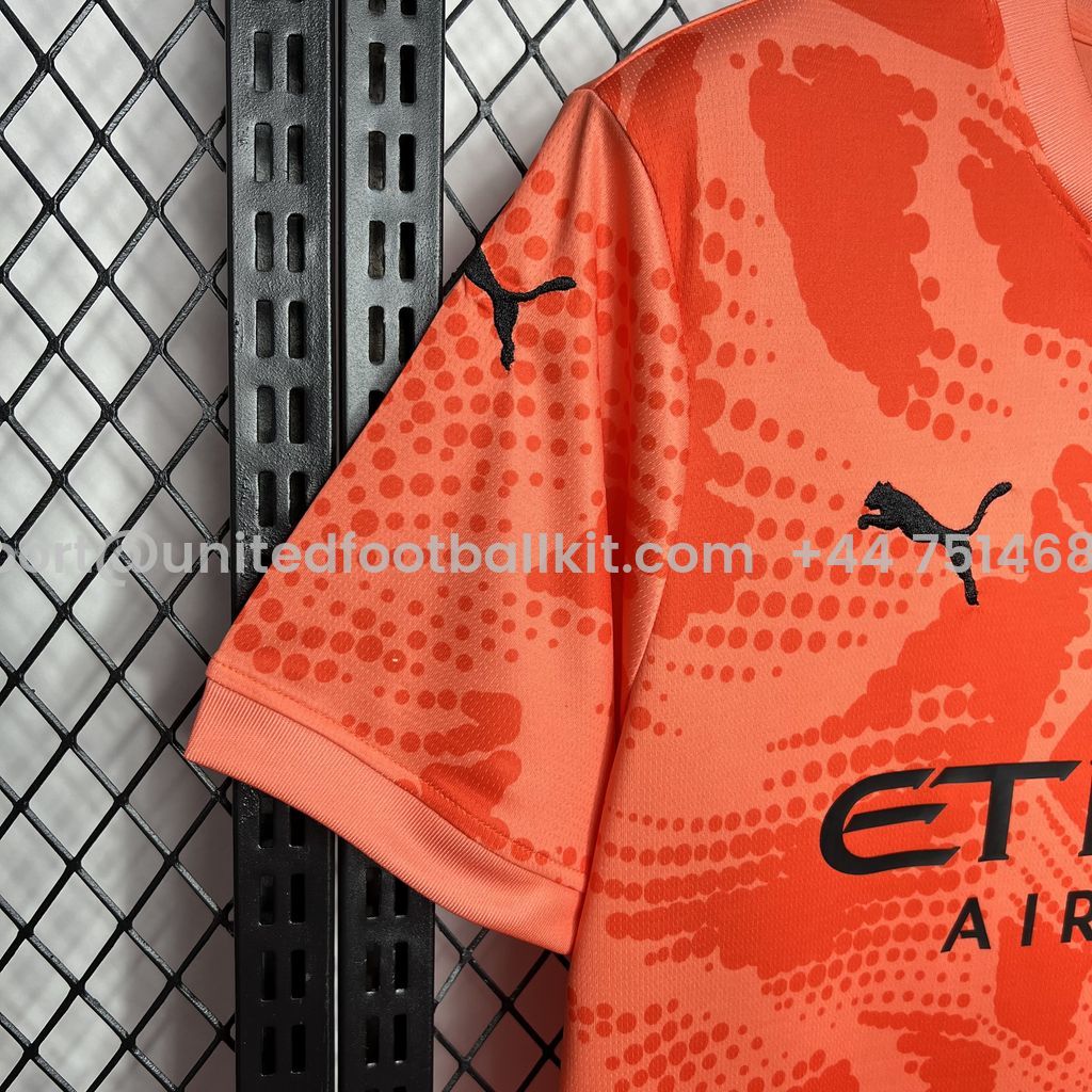 Unitedfootballkit.com | Manchester City 24-25 Orange Goalkeeper Jersey - Fans Version -Customize Name, Number and Patch | Worldwide Shipping