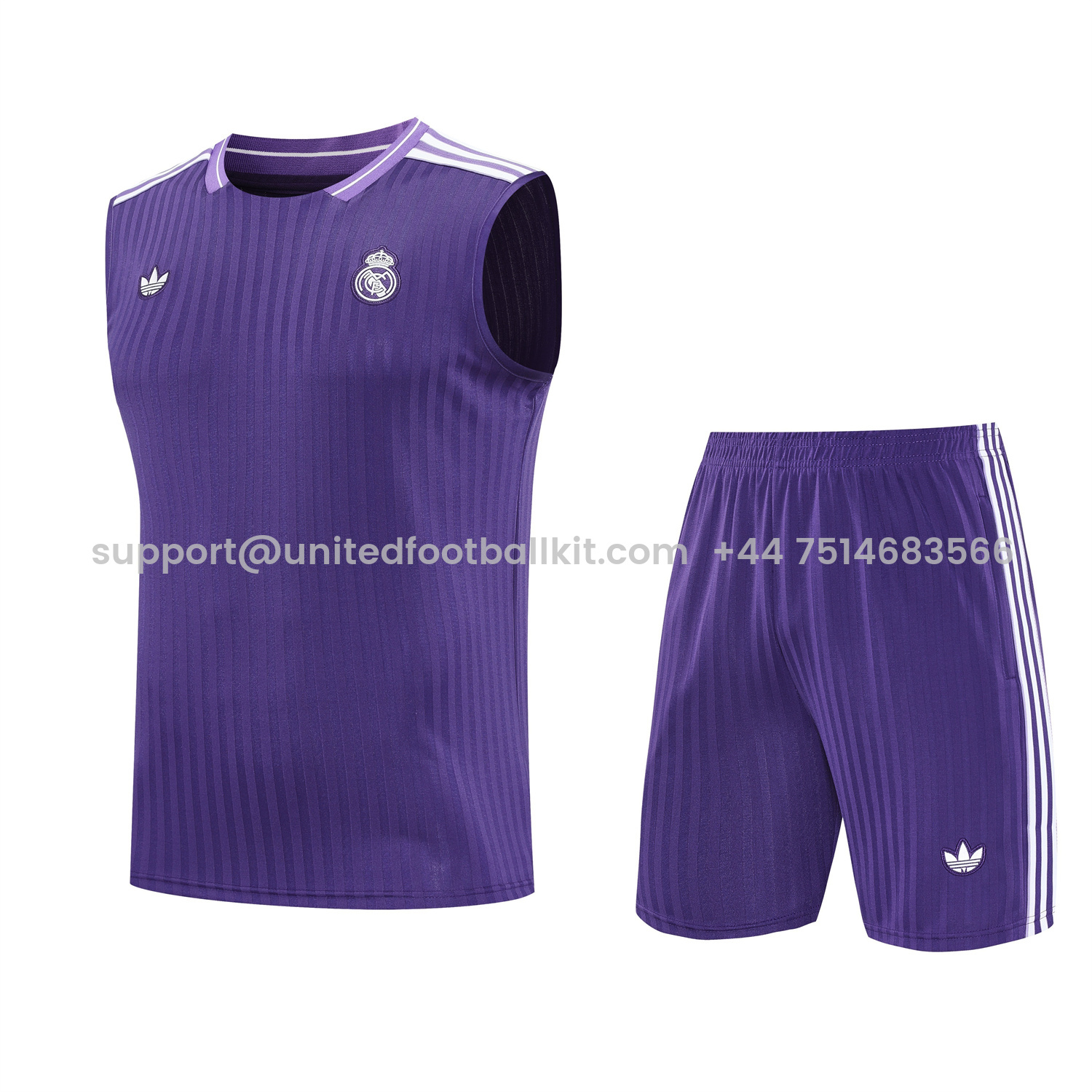 Unitedfootballkit.com | Real Madrid 25-26 Vest Training Set - Pure Purple Vest & Purple Shorts -Customize Name, Number and Patch | Worldwide Shipping