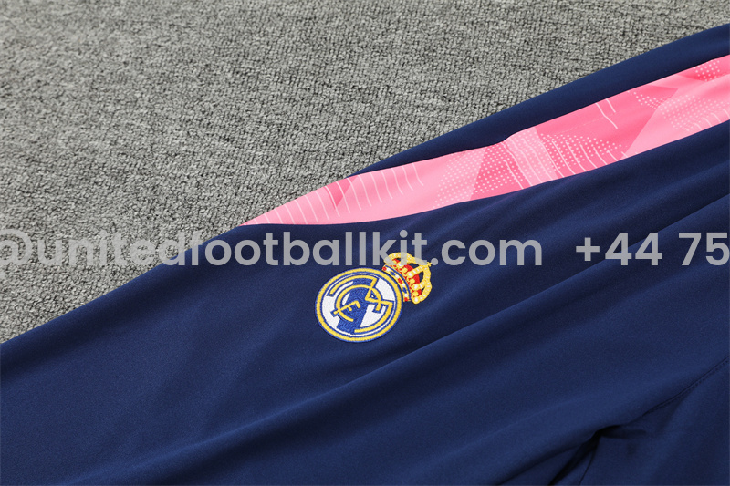 Unitedfootballkit.com | Real Madrid 24-25 Long Sleeve Training Set - Blue Dragon -Customize Name, Number and Patch | Worldwide Shipping