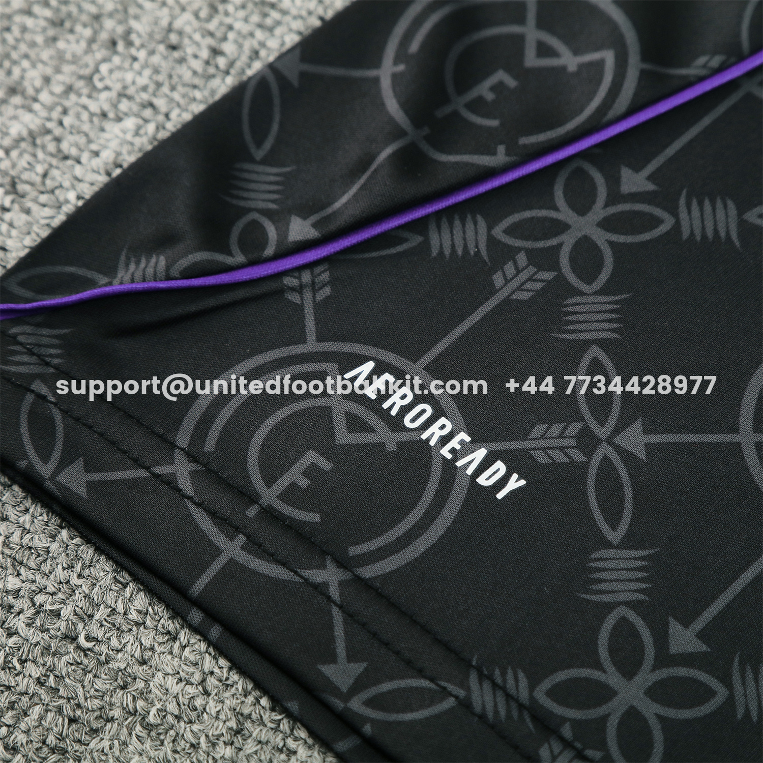 Unitedfootballkit.com | Real Madrid 25-26 Short-Sleeve Training Set - Blue Edge Black Top & Black Shorts -Customize Name, Number and Patch | Worldwide Shipping