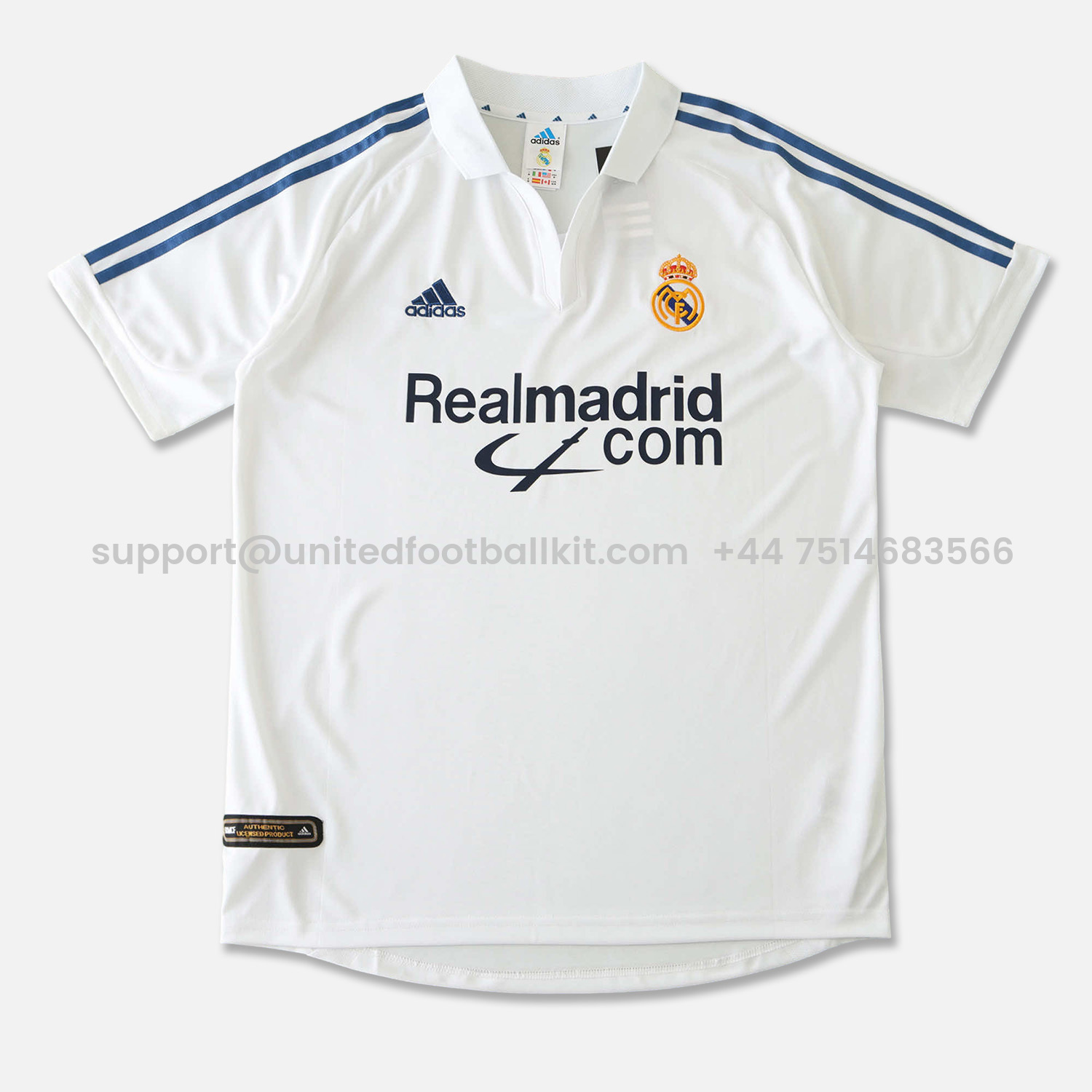 Unitedfootballkit.com | Retro Real Madrid 2001-02 Home Jersey -Customize Name, Number and Patch | Worldwide Shipping