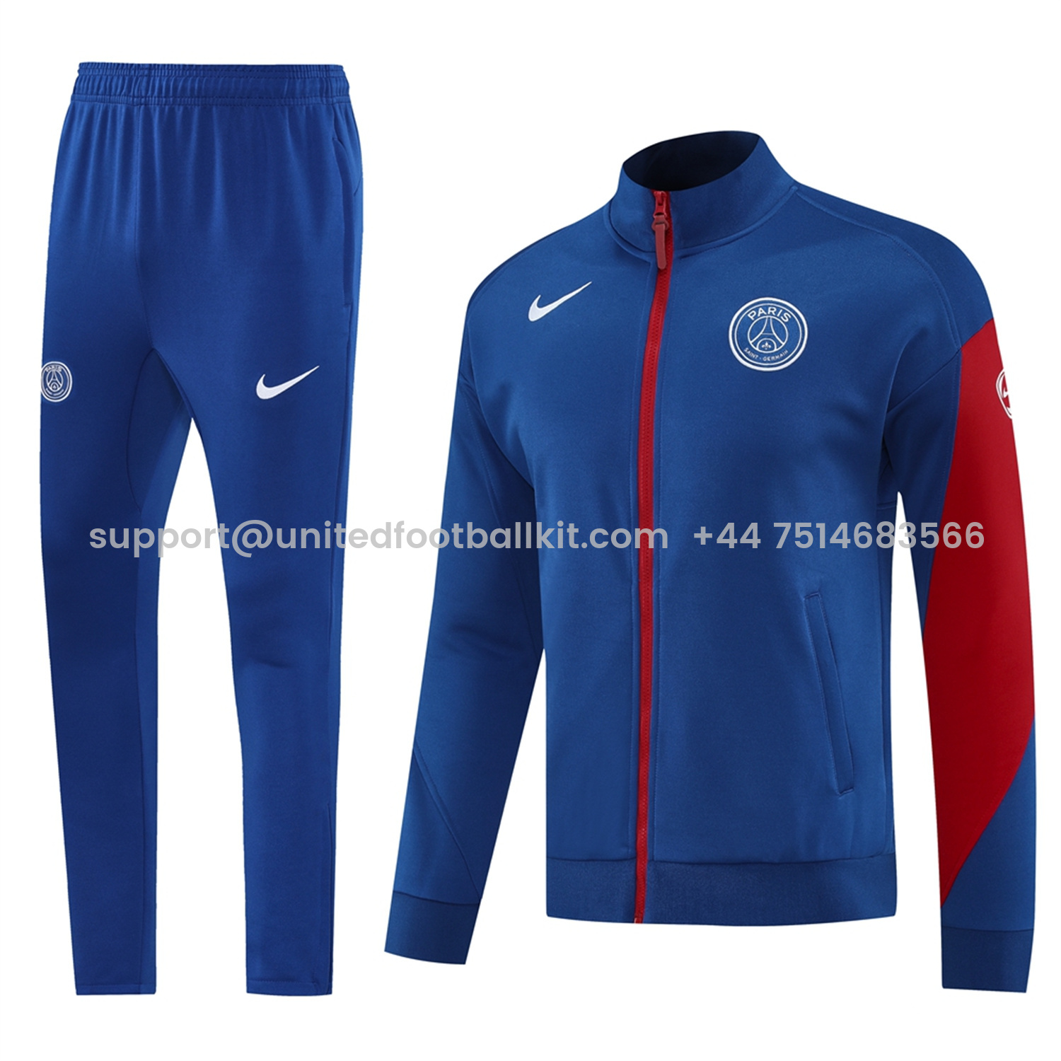 Unitedfootballkit.com | Paris Saint-Germain PSG 25-26 Jacket Training Tracksuit - Blue Jackets and Pants -Customize Name, Number and Patch | Worldwide Shipping