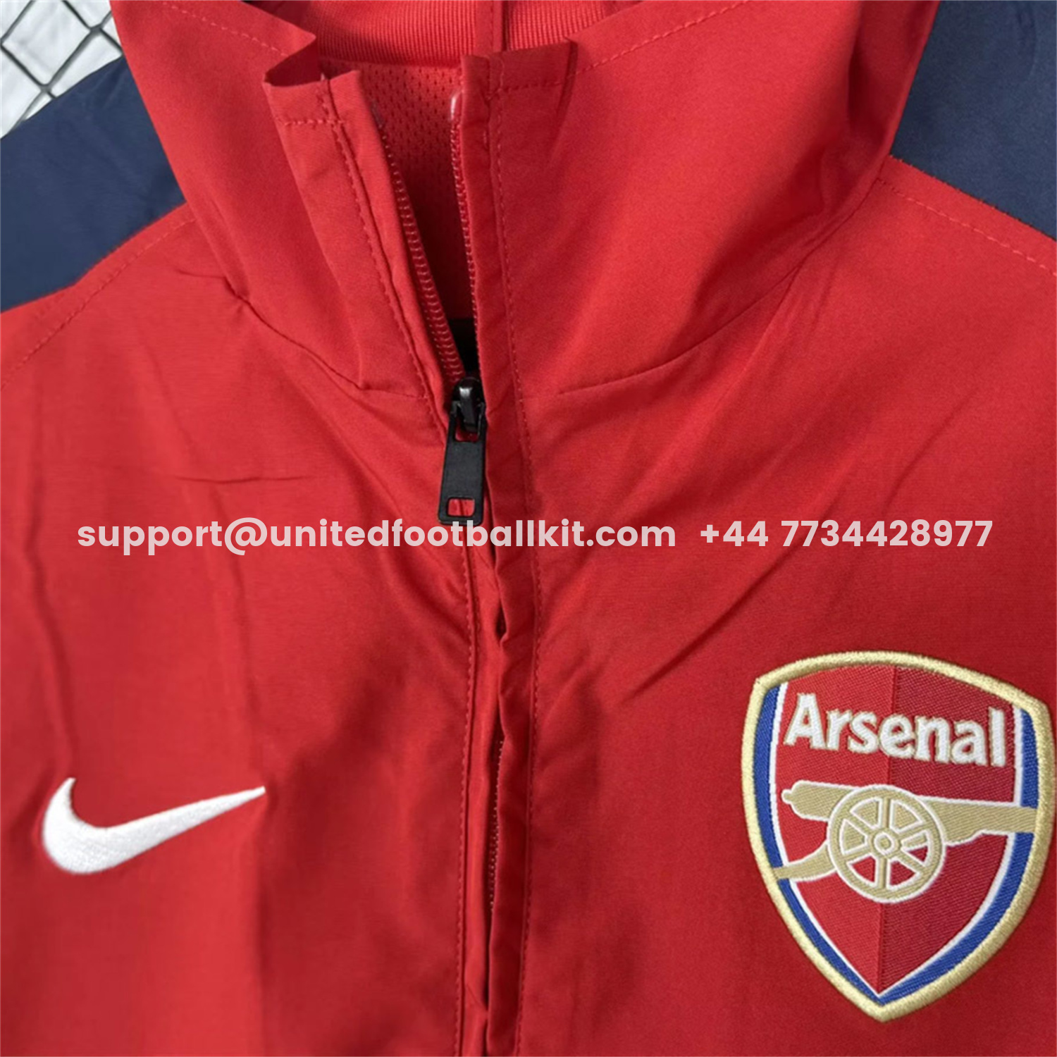 Unitedfootballkit.com | Retro Arsenal 2004-05 Home Windbreaker Jacket - Red -Customize Name, Number and Patch | Worldwide Shipping