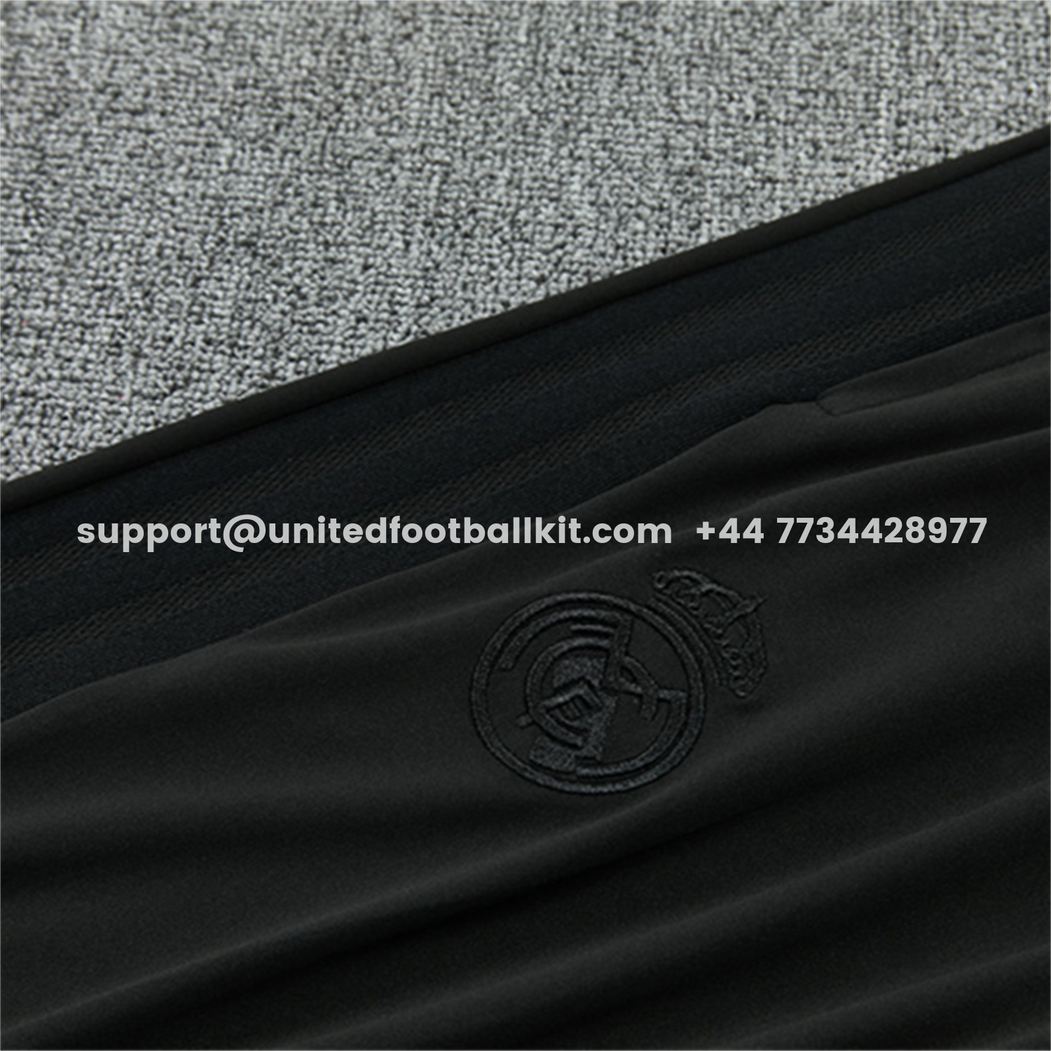 Unitedfootballkit.com | Real Madrid 26-27 Kids Long Sleeves Training Set - Pure Black Top And Pants -Customize Name, Number and Patch | Worldwide Shipping