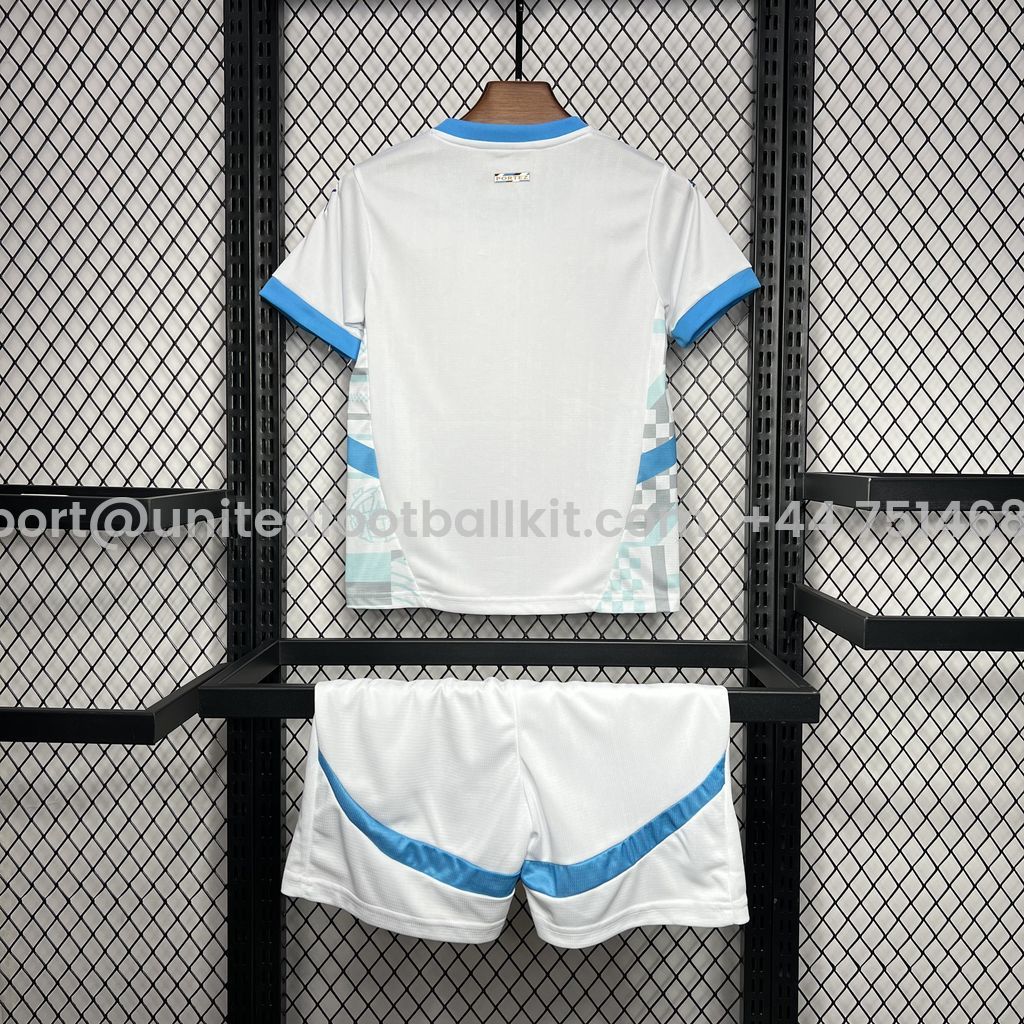 Unitedfootballkit.com | Marseille 24-25 Home Stadium Kids Kit -Customize Name, Number and Patch | Worldwide Shipping