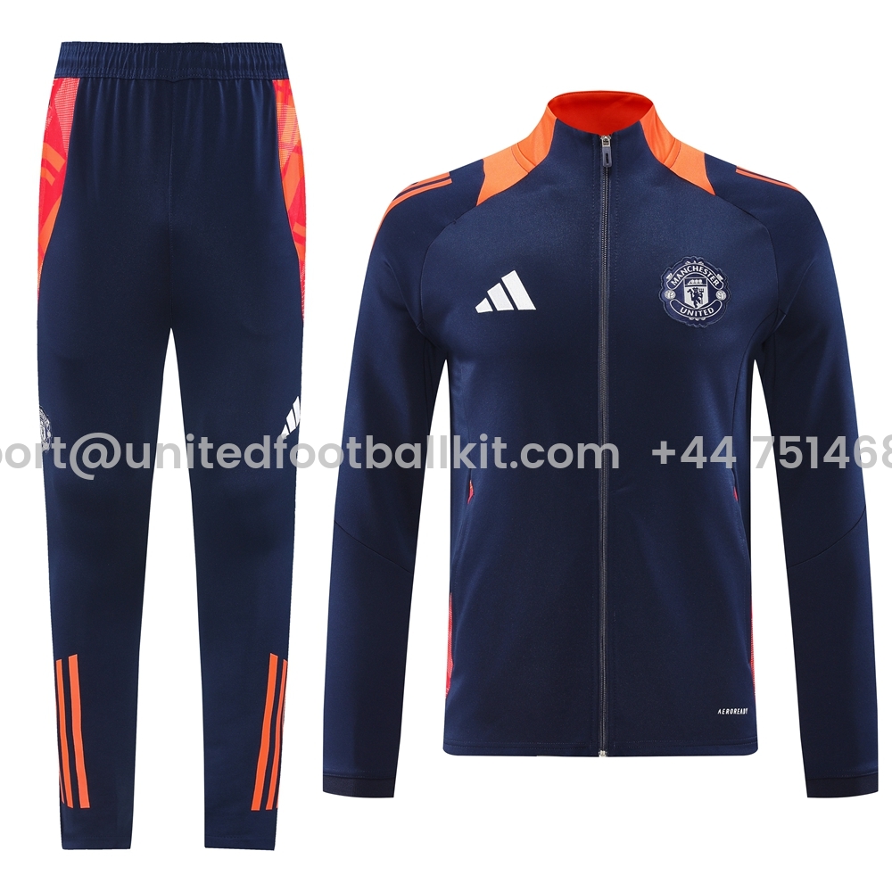 Unitedfootballkit.com | Manchester United 24-25 Jacket Training Tracksuit - Royal Blue -Customize Name, Number and Patch | Worldwide Shipping