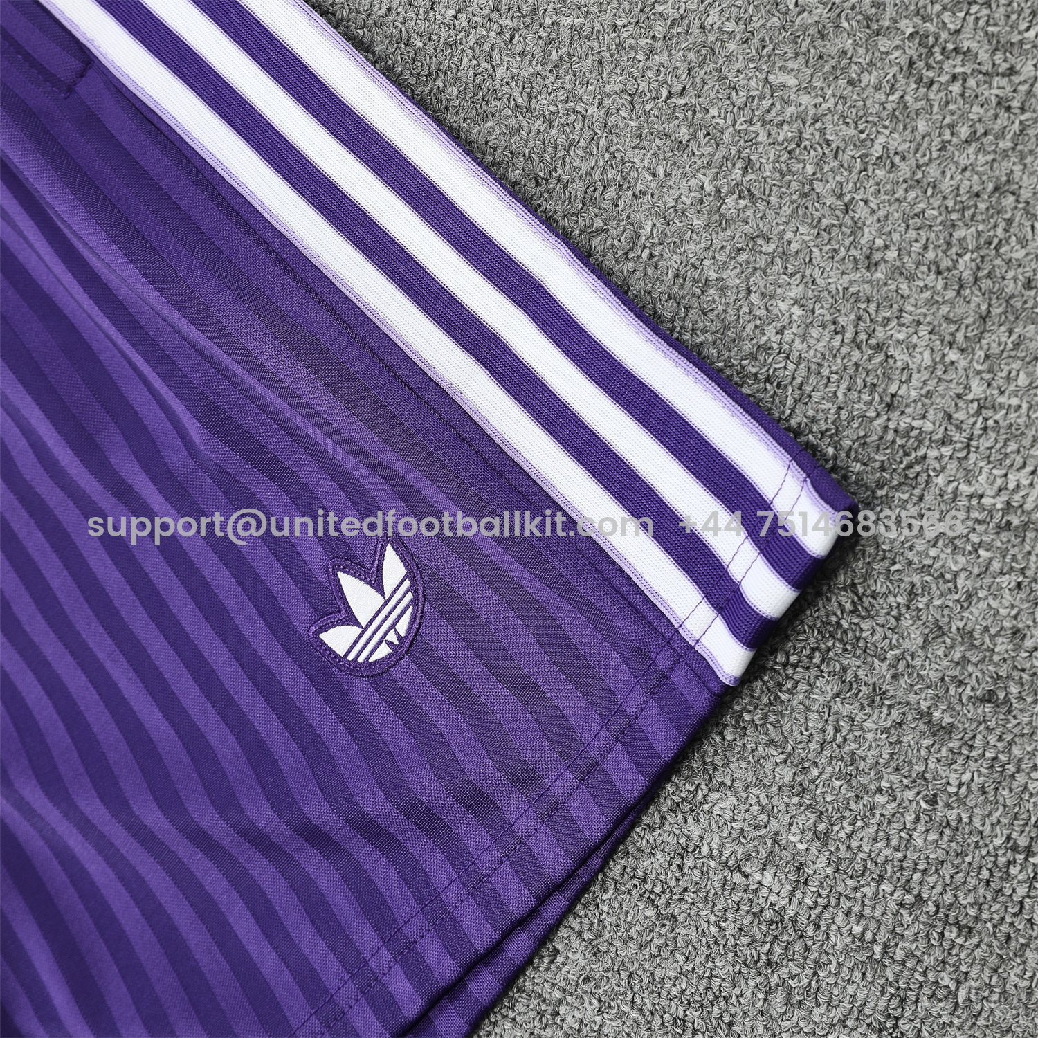 Unitedfootballkit.com | Real Madrid 25-26 Short-Sleeve Training Set - Purple And White Top & Purple Shorts -Customize Name, Number and Patch | Worldwide Shipping