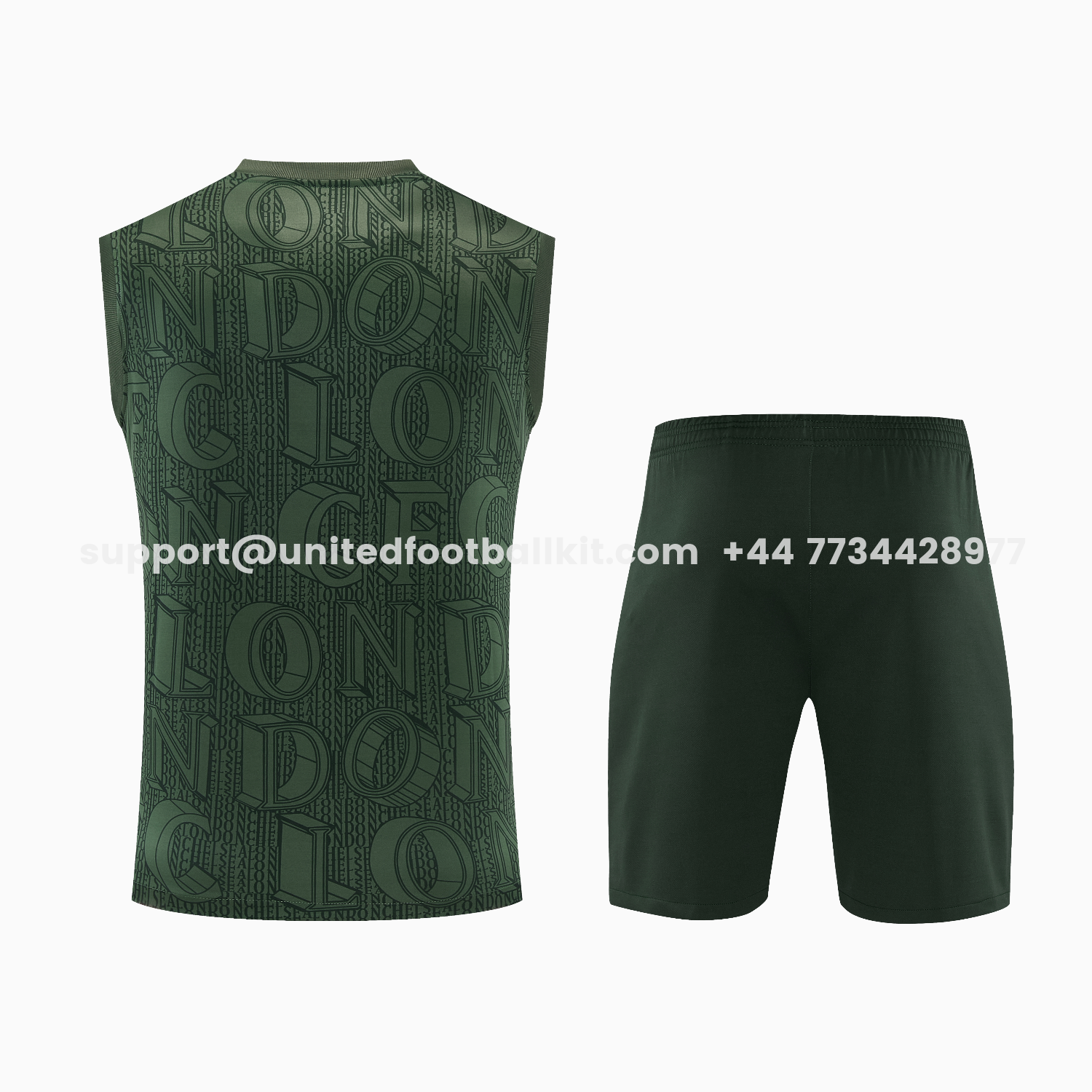 Unitedfootballkit.com | C.H.E.L.S.E.A 25-26 Vest Training Set - Dark Green Top & Dark Green Pants -Customize Name, Number and Patch | Worldwide Shipping