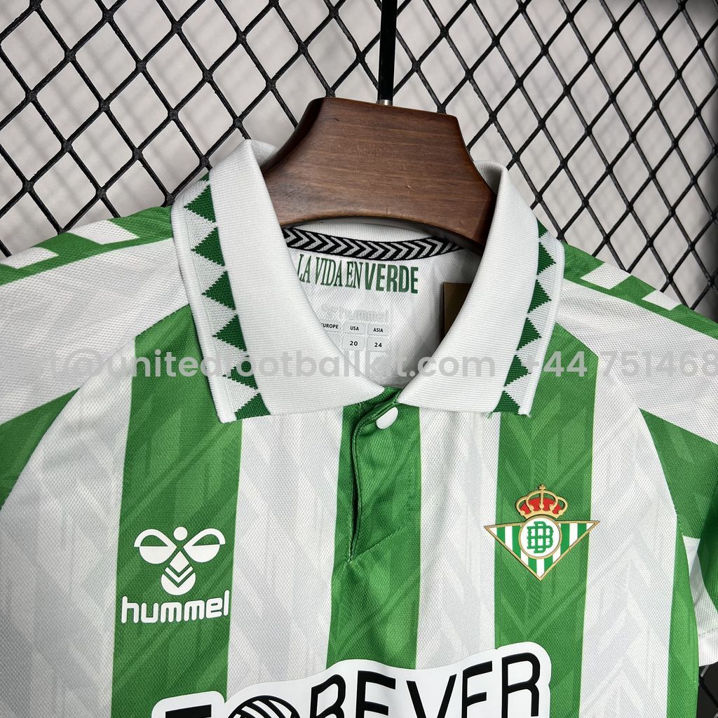 Unitedfootballkit.com | Real Betis 24-25 Home Stadium Kids Kit -Customize Name, Number and Patch | Worldwide Shipping