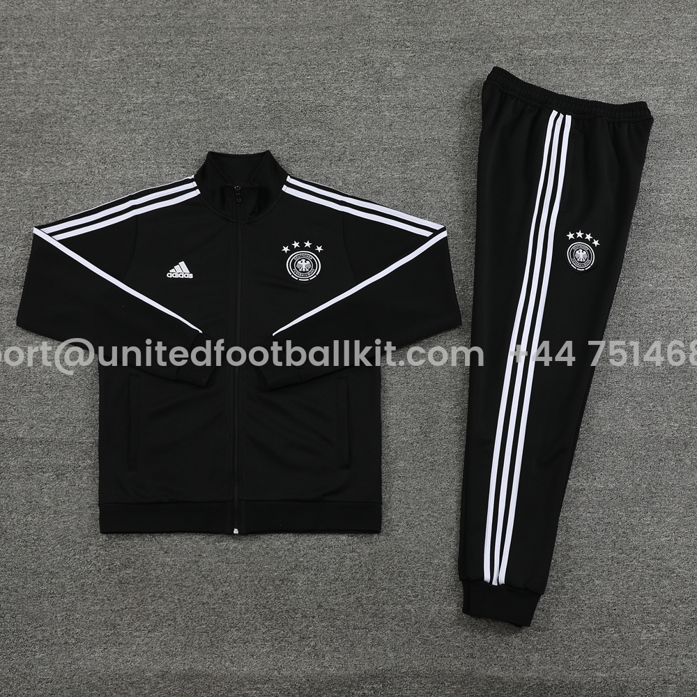 Unitedfootballkit.com | Germany 2024 Jacket Training Tracksuit - Black -Customize Name, Number and Patch | Worldwide Shipping
