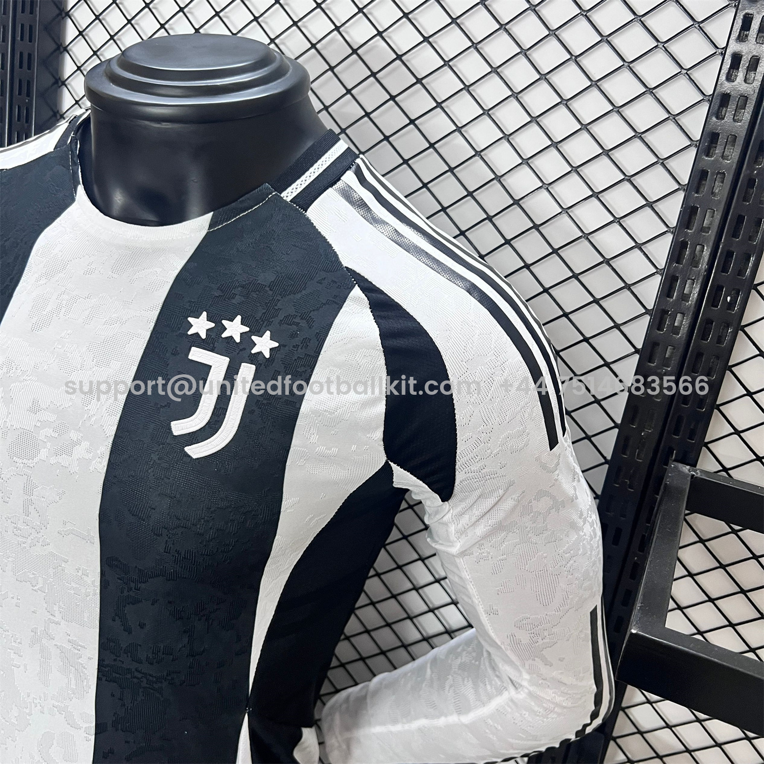 Unitedfootballkit.com | Juventus 24-25 Home Long Sleeve Jersey - Player Version -Customize Name, Number and Patch | Worldwide Shipping