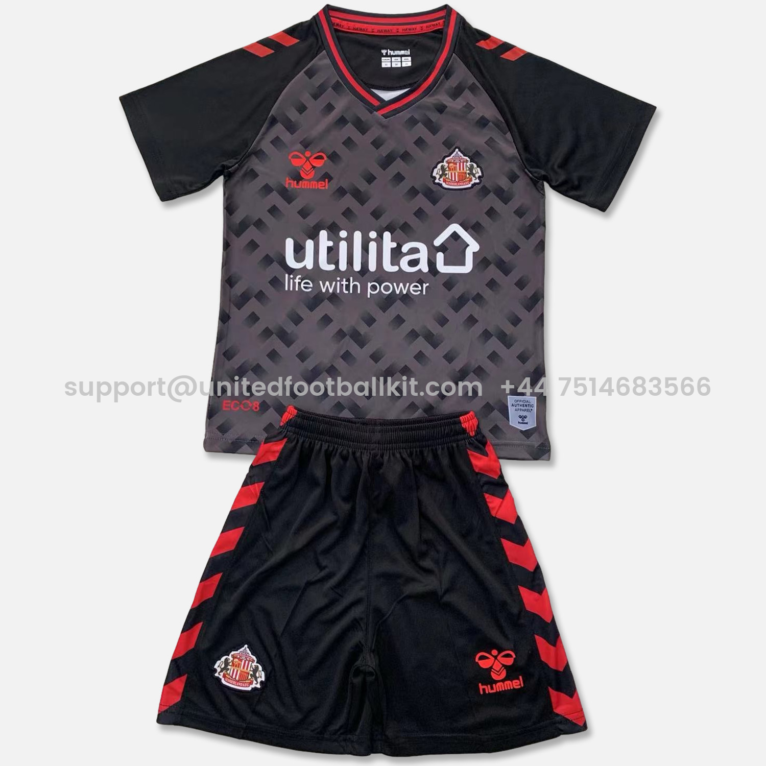 Unitedfootballkit.com | Sunderland 24-25 Black Goalkeeper Kids Kit -Customize Name, Number and Patch | Worldwide Shipping
