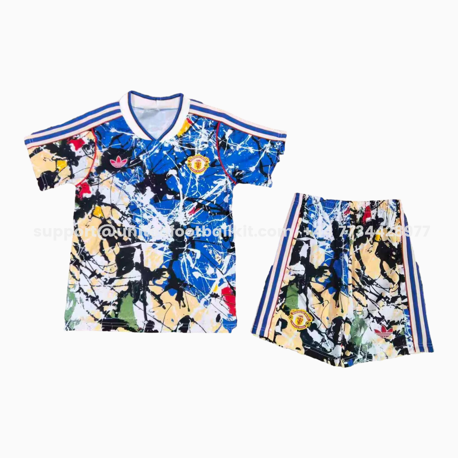 Unitedfootballkit.com | Manchester United 25-26 Stone Roses Special Kids Kit -Customize Name, Number and Patch | Worldwide Shipping