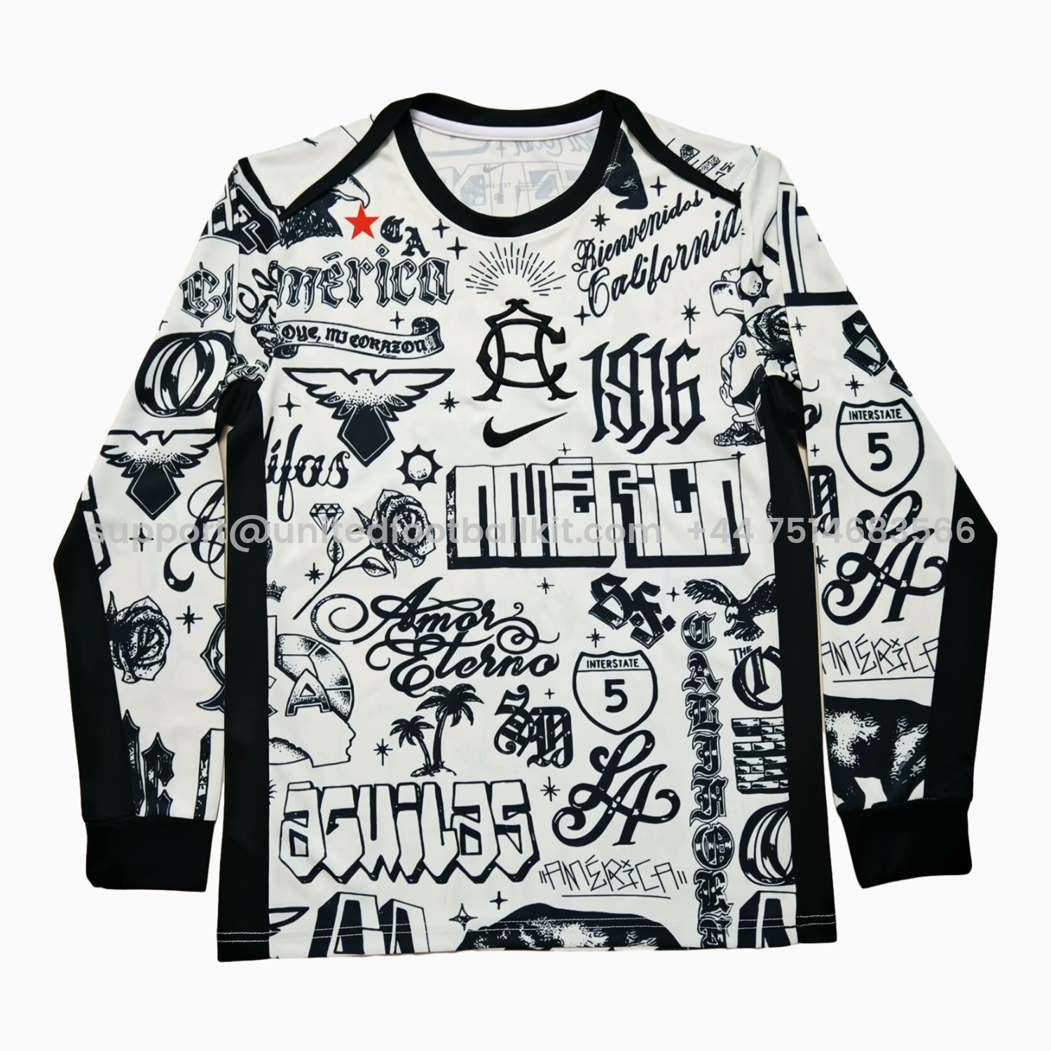 Unitedfootballkit.com | Club América 24-25 Pre-match 2 White Training Long Sleeves Jersey - Fans Version -Customize Name, Number and Patch | Worldwide Shipping