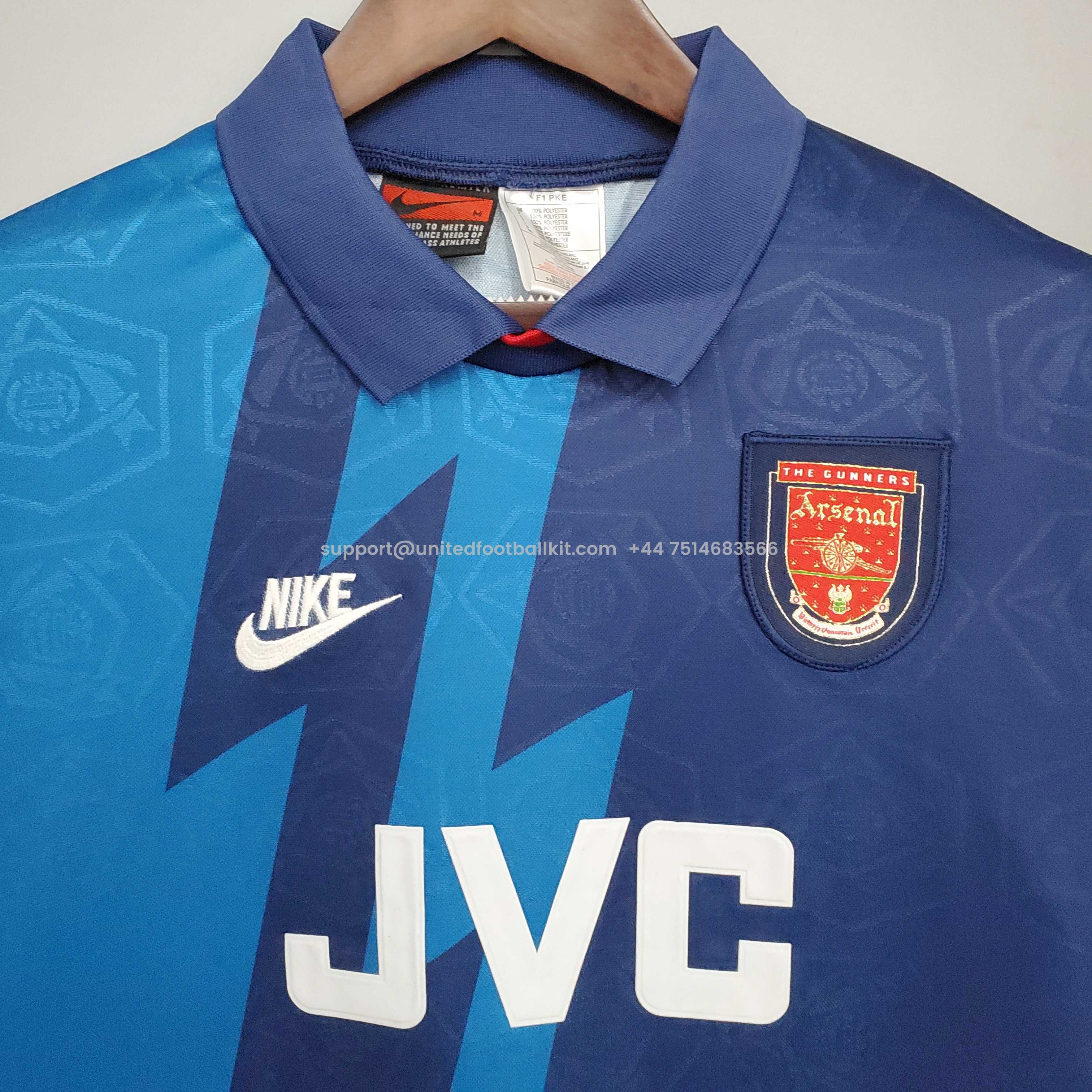 Unitedfootballkit.com | Retro Arsenal 95-96 Away Stadium Jersey -Customize Name, Number and Patch | Worldwide Shipping