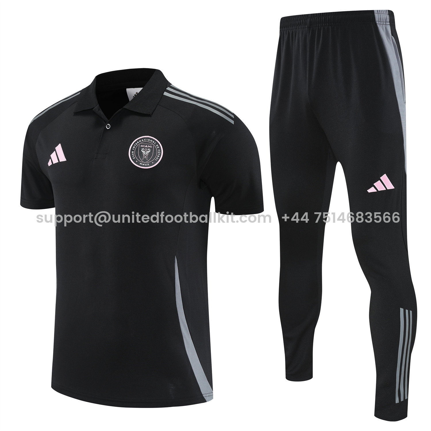Unitedfootballkit.com | INT M.A.M 25-26 POLO Short-Sleeve Training Set - Black Top and Pants -Customize Name, Number and Patch | Worldwide Shipping
