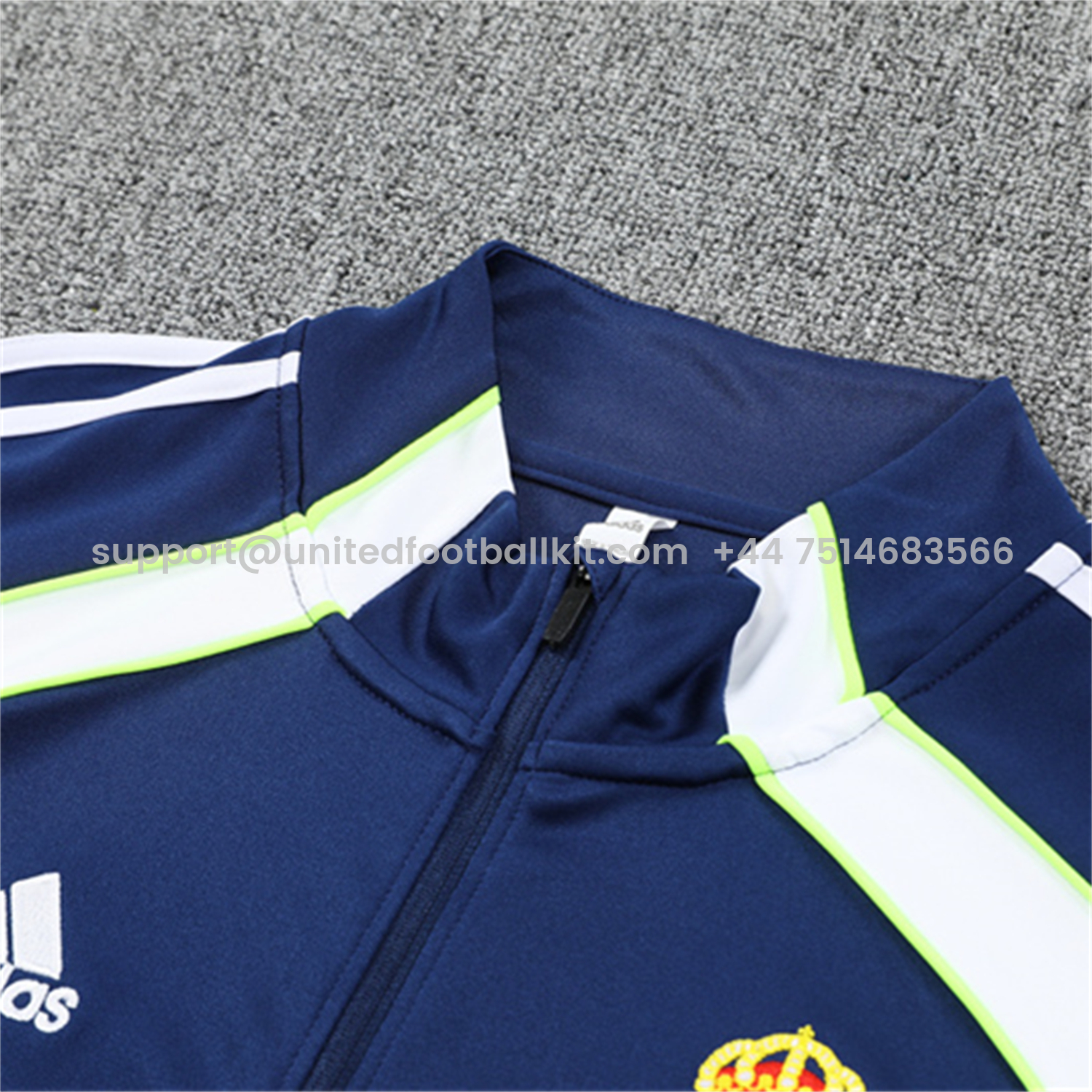 Unitedfootballkit.com | Real Madrid 25-26 Long Sleeve Training Set - Throwback Royal Blue Top and Pants -Customize Name, Number and Patch | Worldwide Shipping
