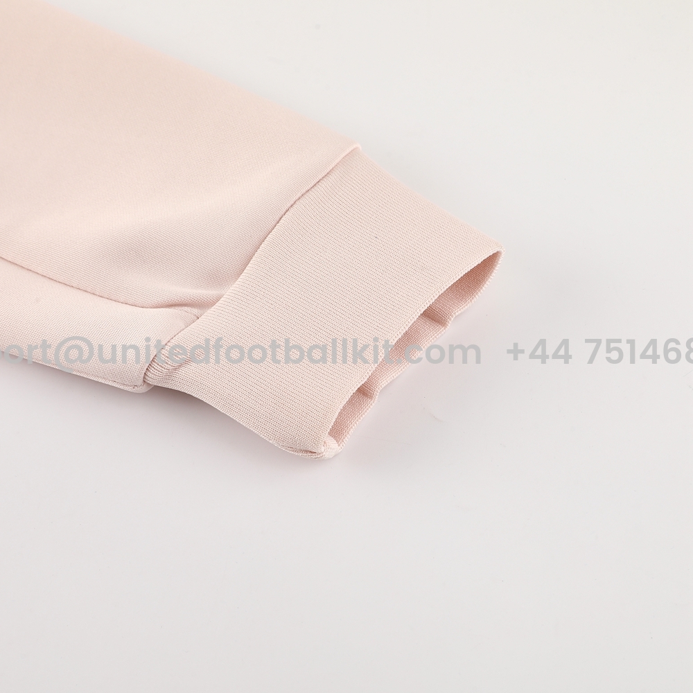 Unitedfootballkit.com | Real Madrid 24-25 Jacket Training Tracksuit - Light Pink Top and Deep Grey Pants -Customize Name, Number and Patch | Worldwide Shipping