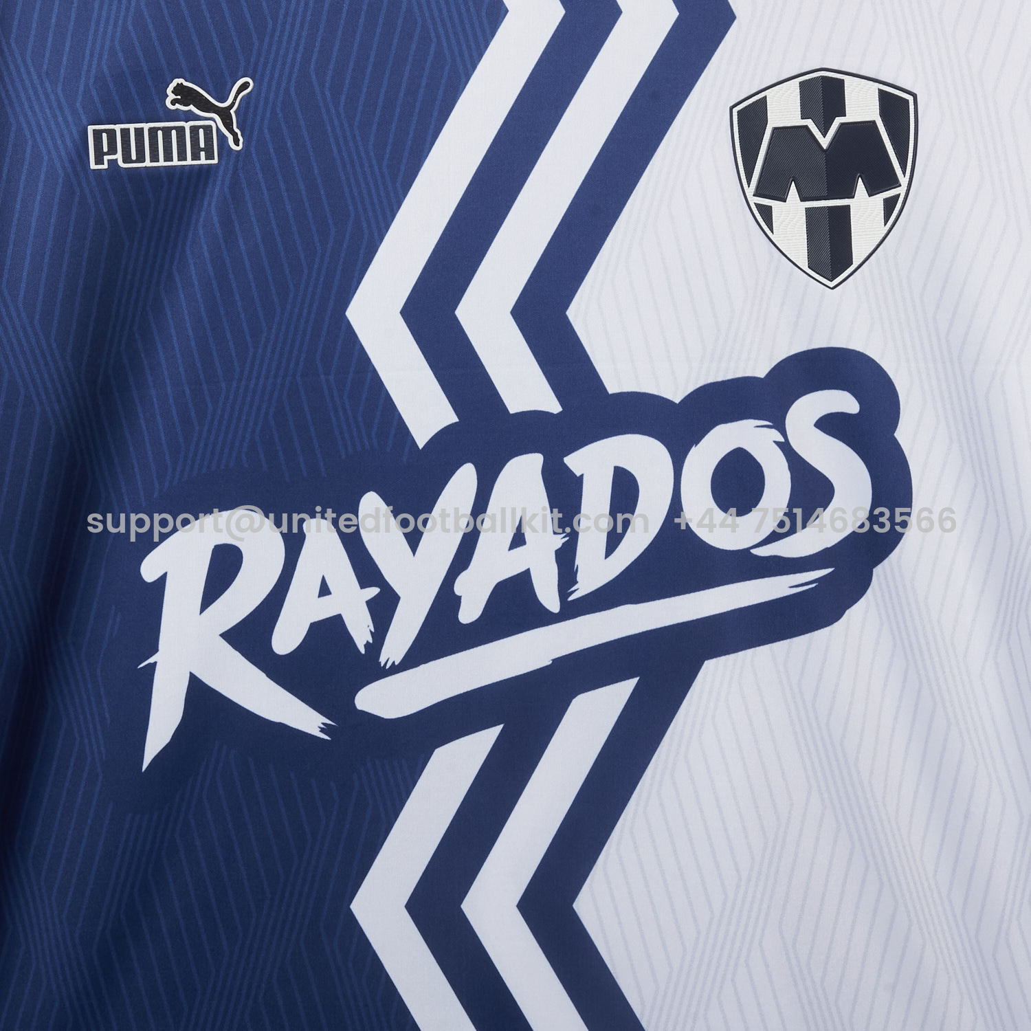 Unitedfootballkit.com | Rayados Monterrey 25-26 Blue And White Half Special Jersey - Fans Version -Customize Name, Number and Patch | Worldwide Shipping