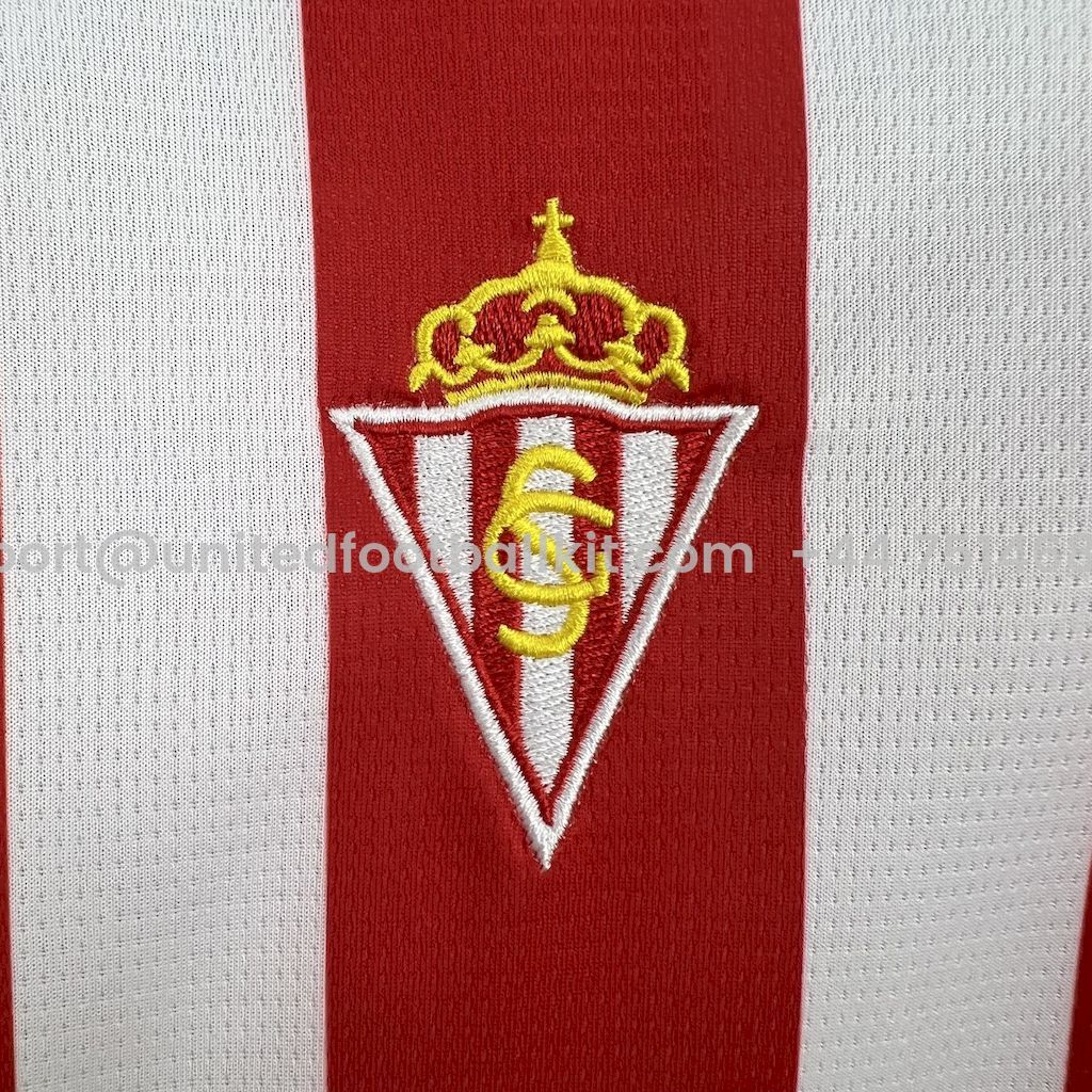 Unitedfootballkit.com | Sporting de Gijon 24-25 Home Kids Kit -Customize Name, Number and Patch | Worldwide Shipping