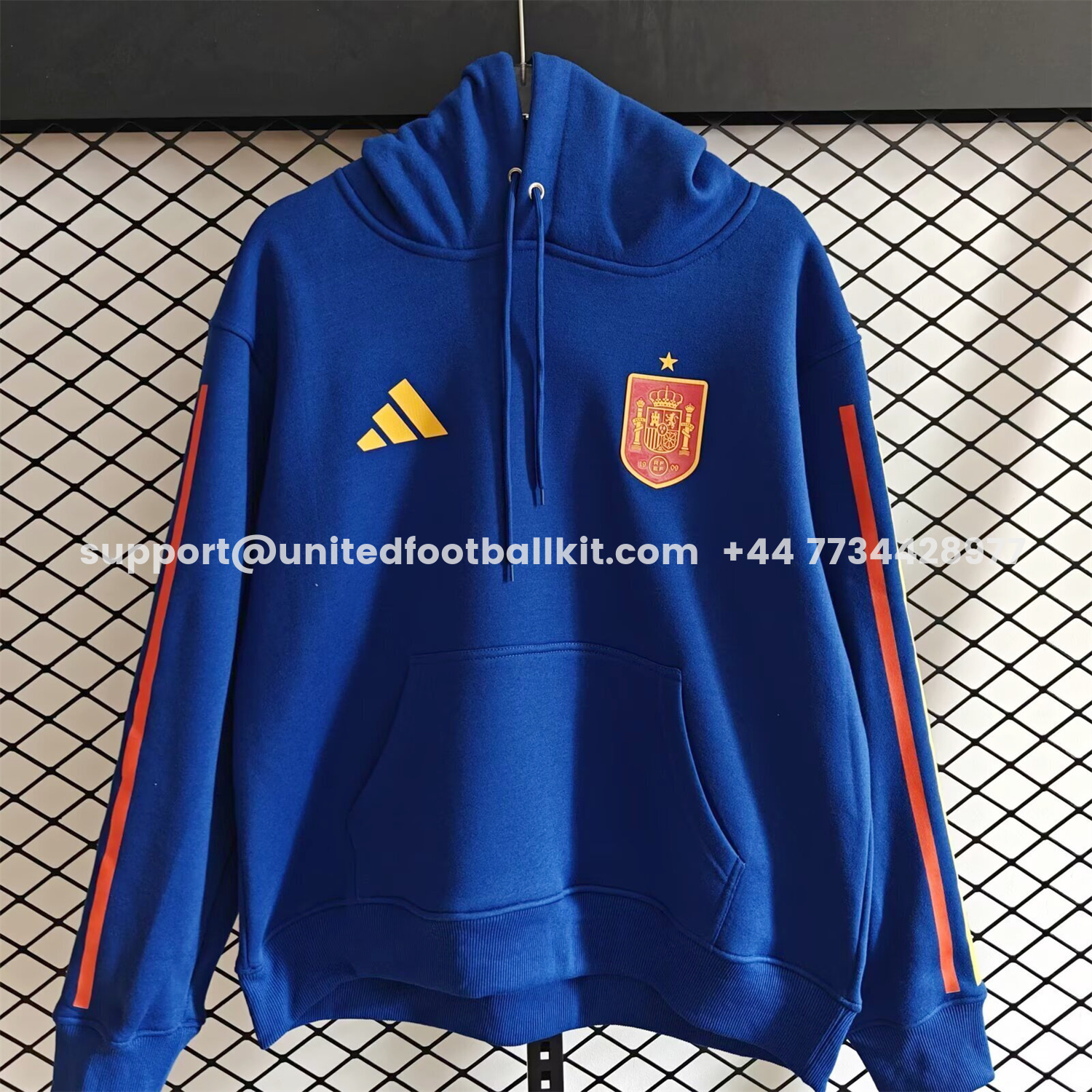 Unitedfootballkit.com | Spain 2026 Home Unisex Pullover Hoodie -Customize Name, Number and Patch | Worldwide Shipping