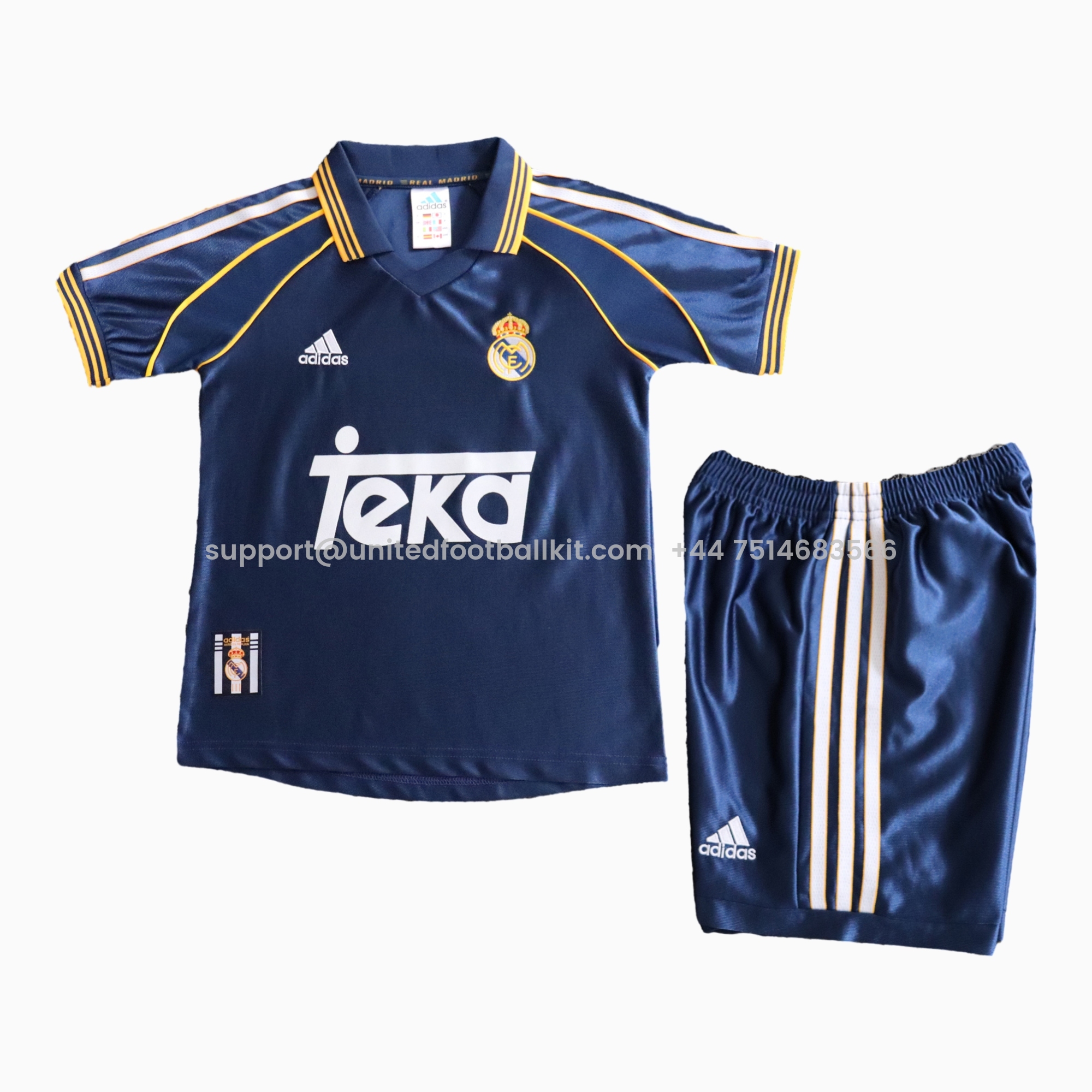 Unitedfootballkit.com | Retro Real Madrid 1998-00 Third Kids Kit -Customize Name, Number and Patch | Worldwide Shipping