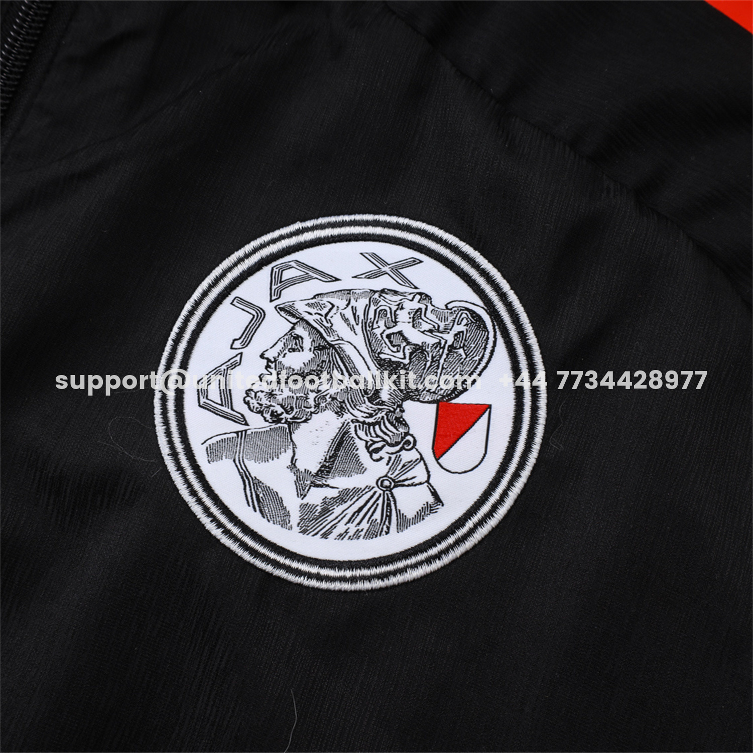 Unitedfootballkit.com | Ajax 25-26 Windbreaker Training Set - Black Top and Pants -Customize Name, Number and Patch | Worldwide Shipping