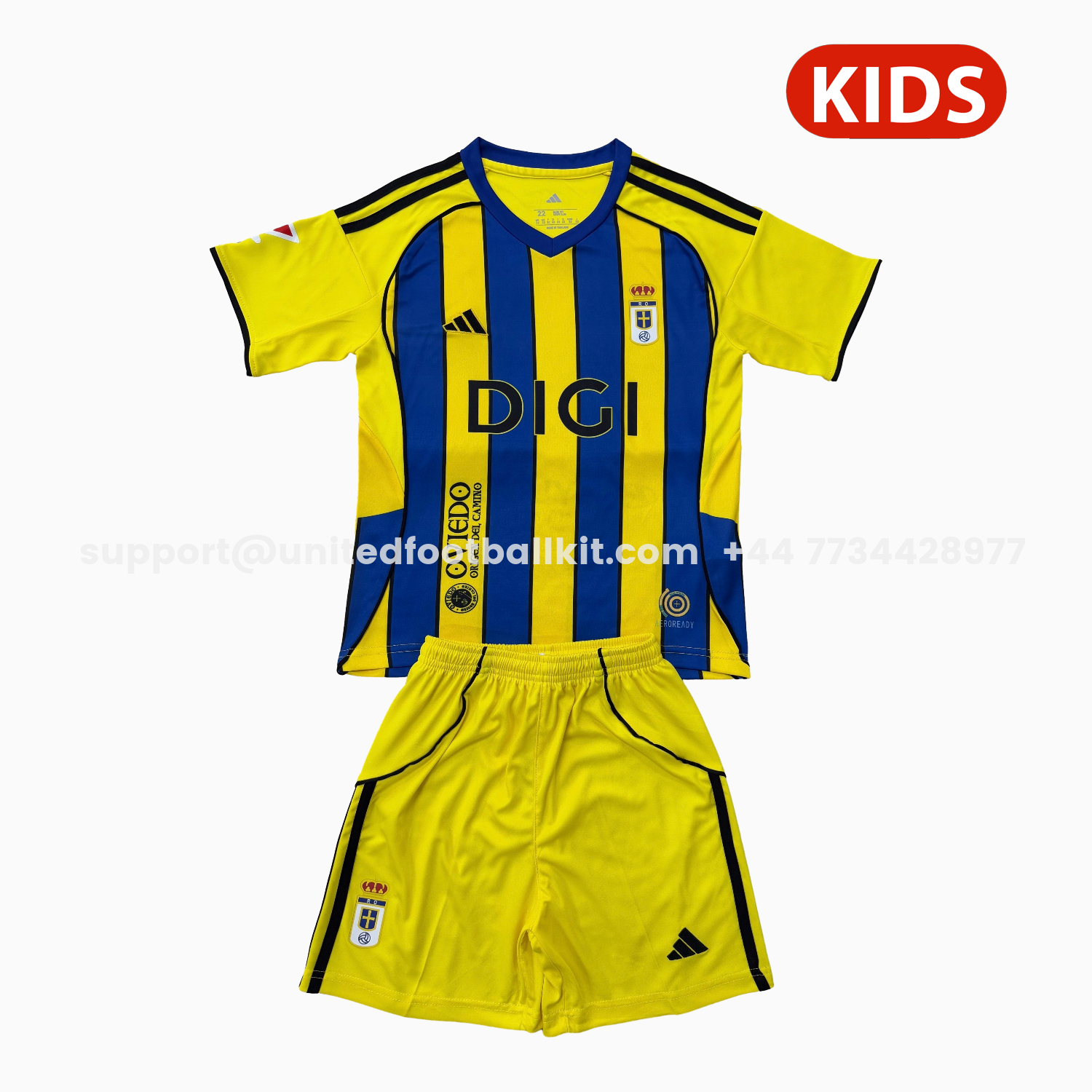 Unitedfootballkit.com | Real Oviedo 25-26 Away Kids Kit -Customize Name, Number and Patch | Worldwide Shipping